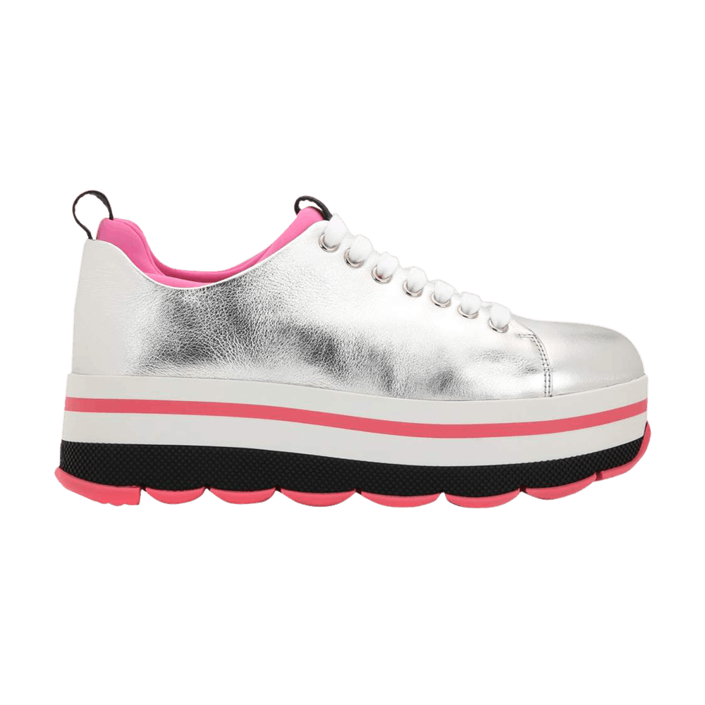 Prada Wmns Wave Platform Metallic Leather Sneakers 'Silver Begonia'