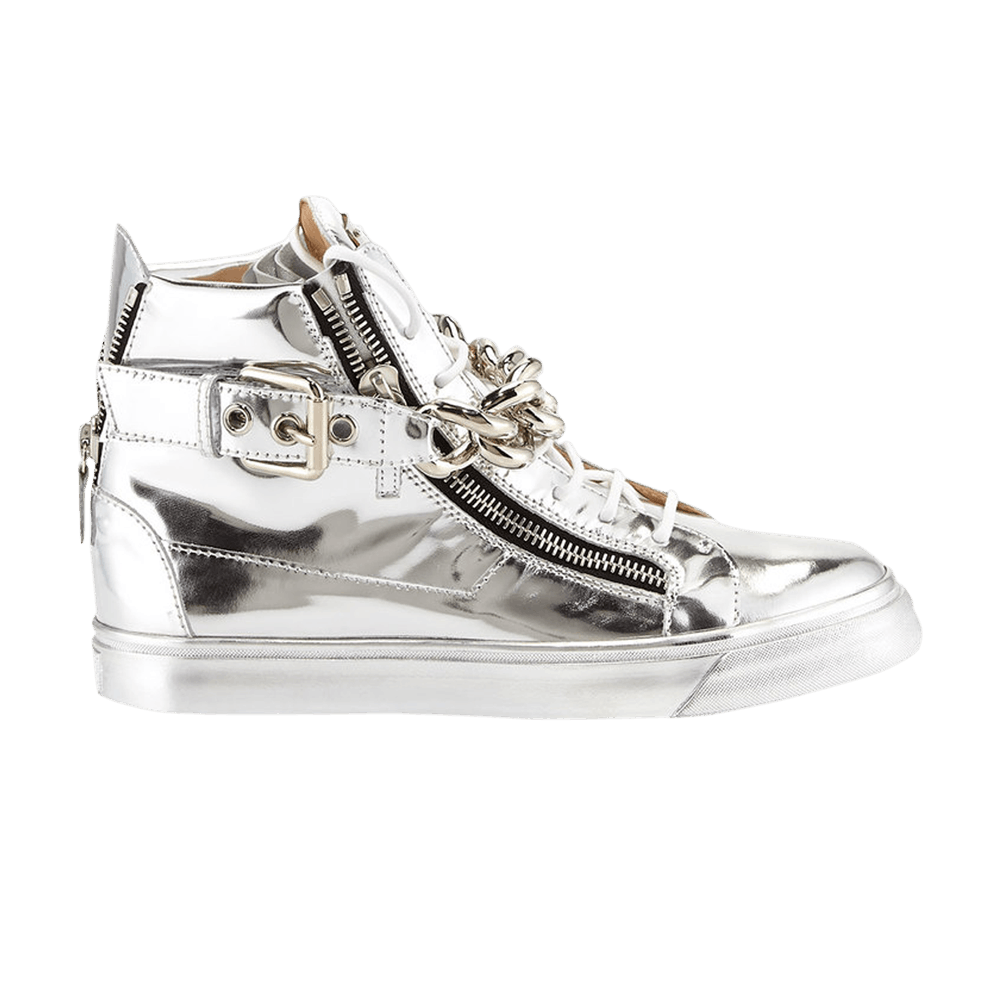 Giuseppe Zanotti London Mirrored Leather Chain High 'Metallic Silver'