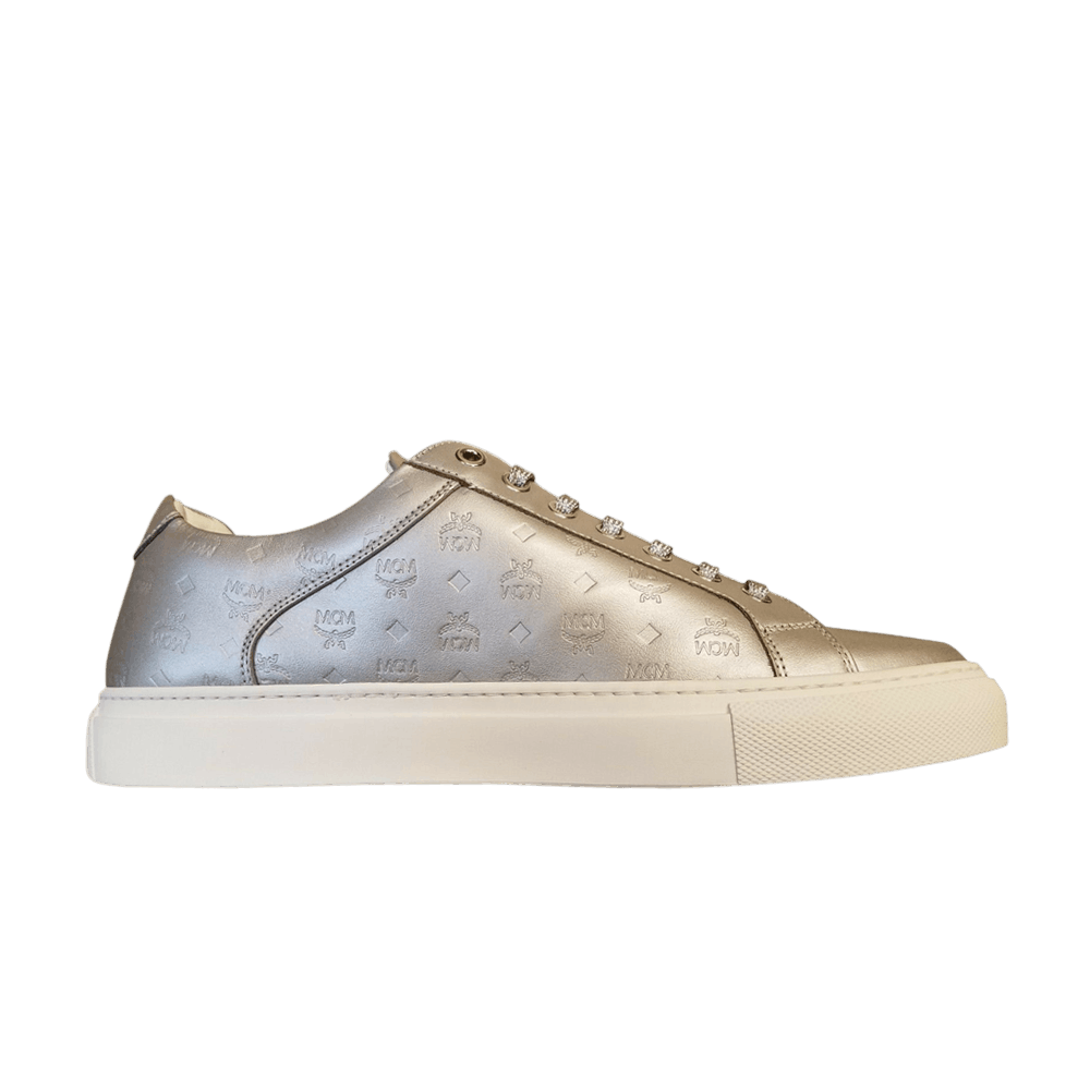 MCM Visetos Metallic Logo Stamped Low 'Silver'