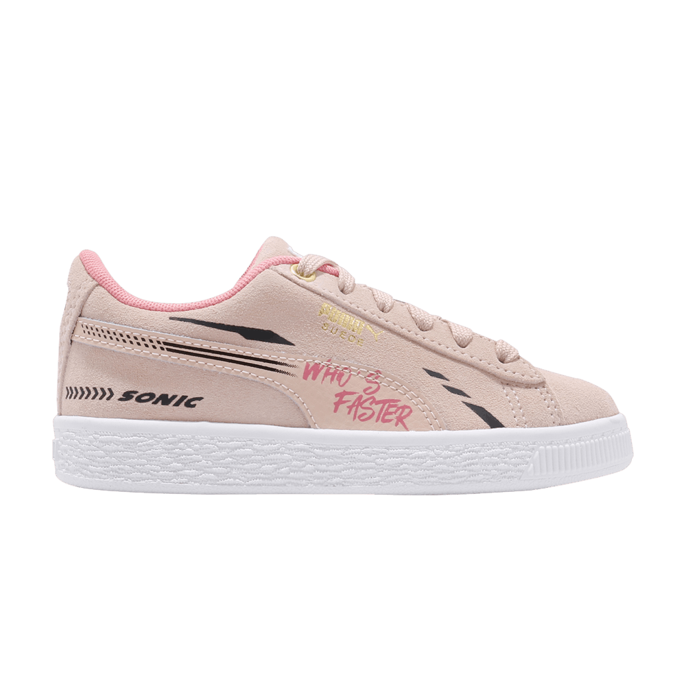 Pre-owned Puma Sonic The Hedgehog X Suede Jr 'who's Faster - Rosewater' In Tan