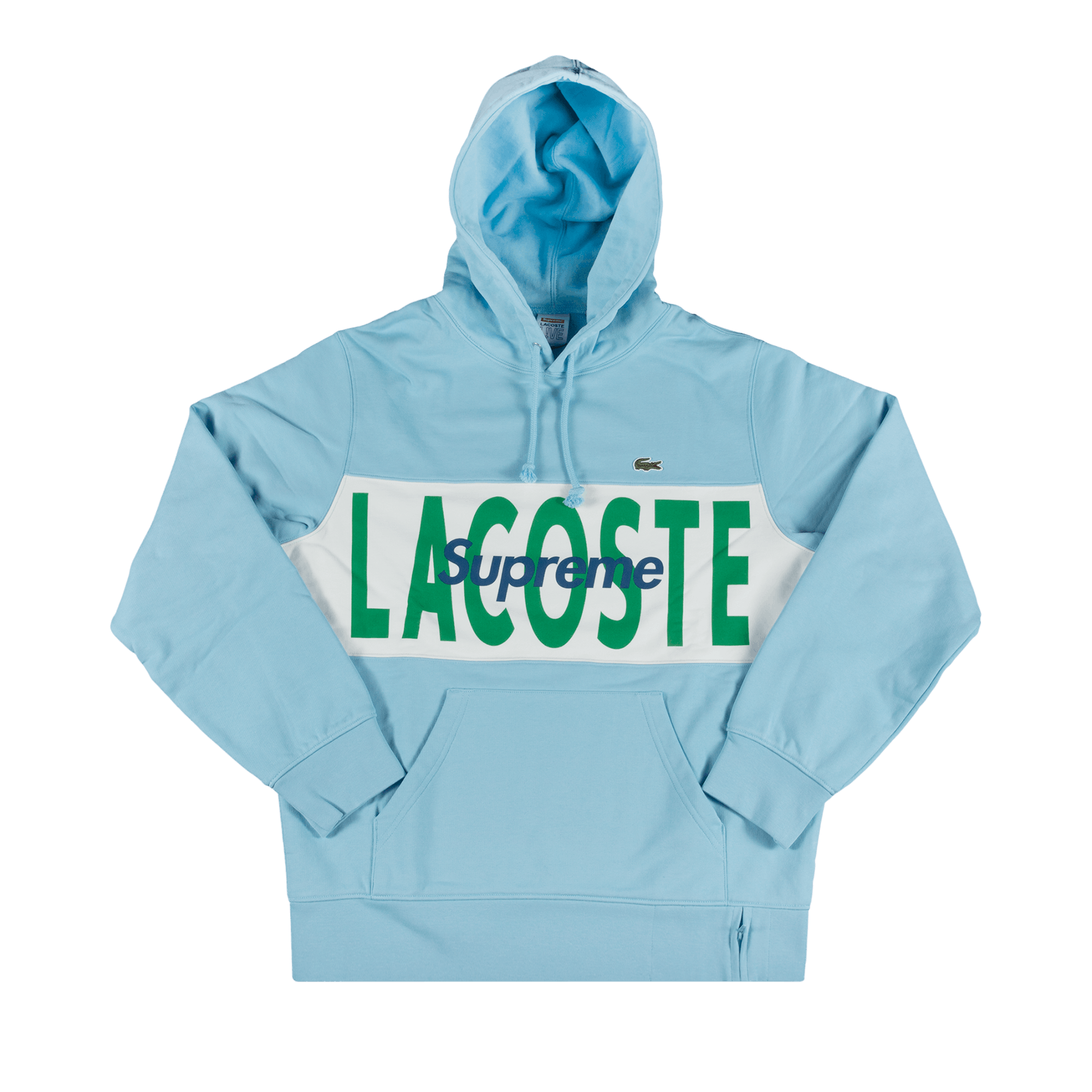 Pre-owned Supreme X Lacoste Logo Panel Hooded Sweatshirt 'light Blue'