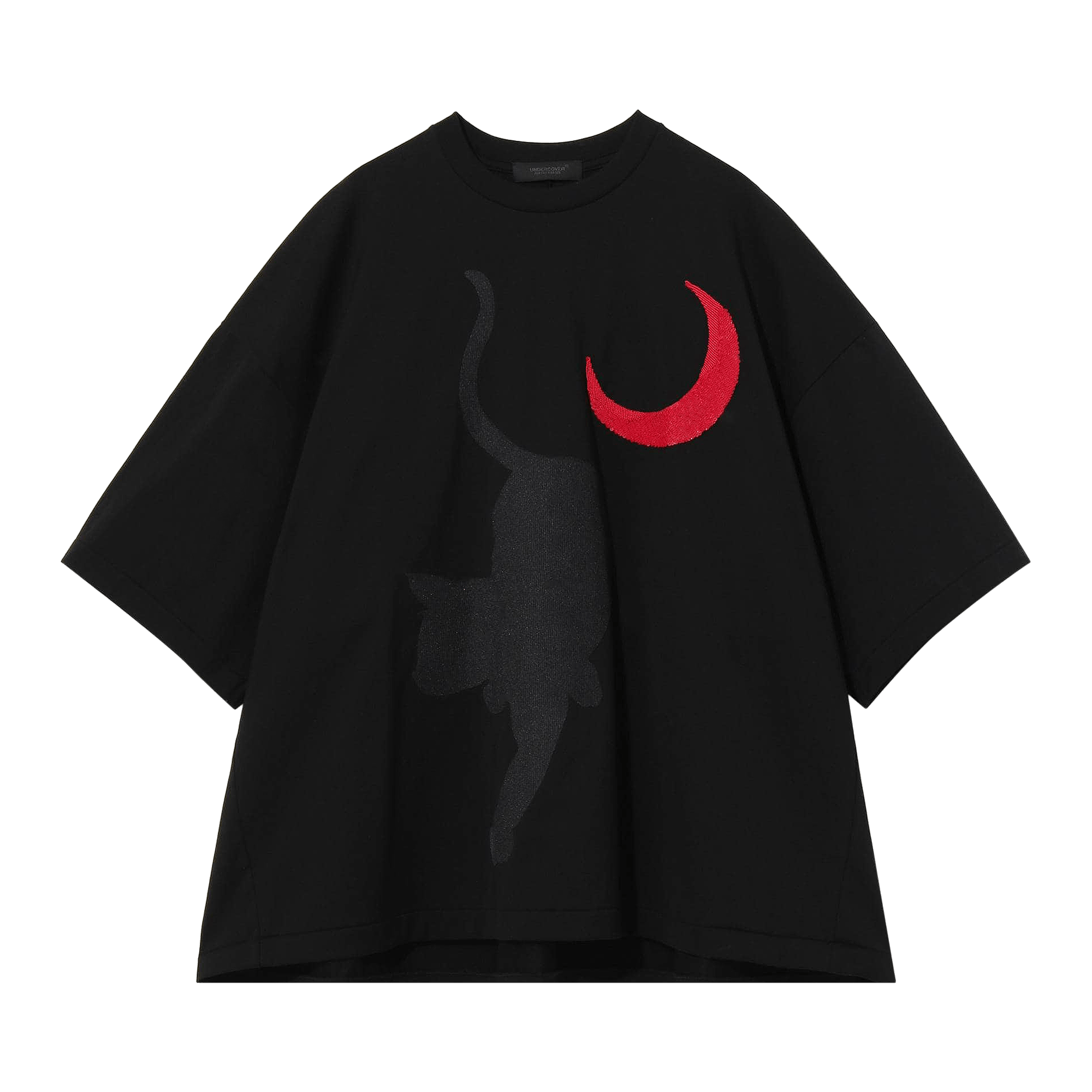 Undercover Cat And Red Moon Patch Boxy T-Shirt 'Black'