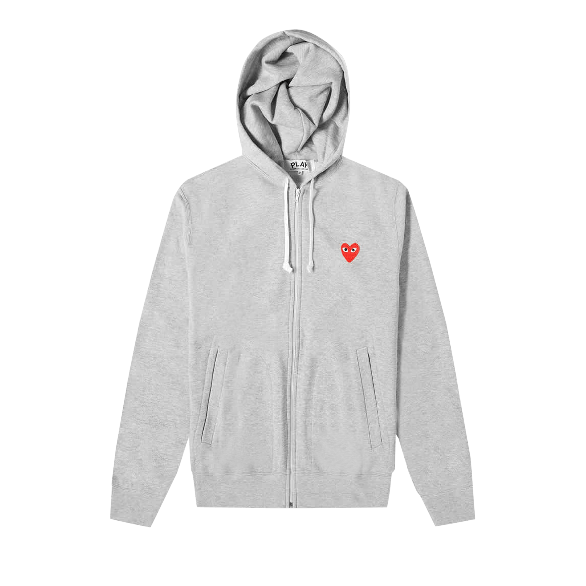 Pre-owned Comme Des Garçons Play Zip Up Hoodie With Red Heart 'grey'