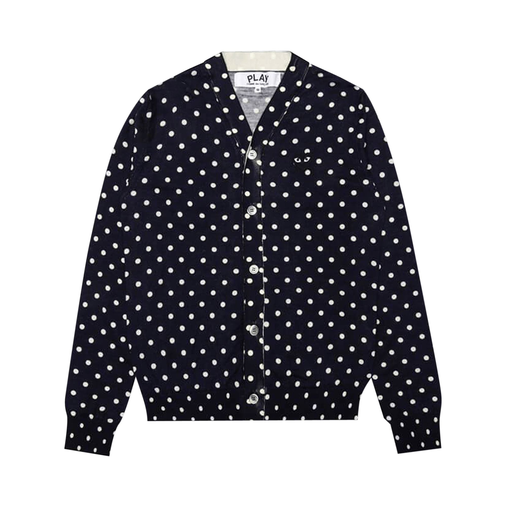 Pre-owned Comme Des Garçons Play Polka Dot Cardigan With Black Heart 'navy' In Blue