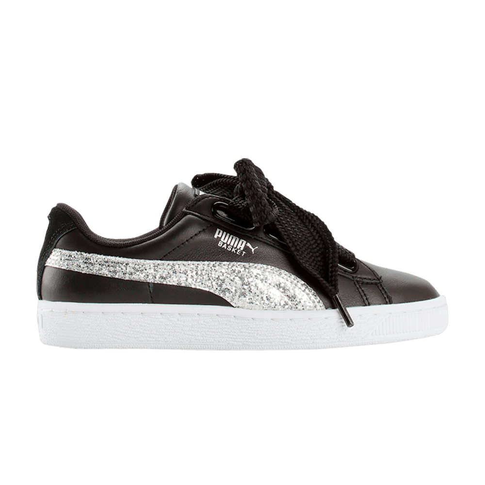 Pre-owned Puma Wmns Basket Heart 'black Silver Glitter'