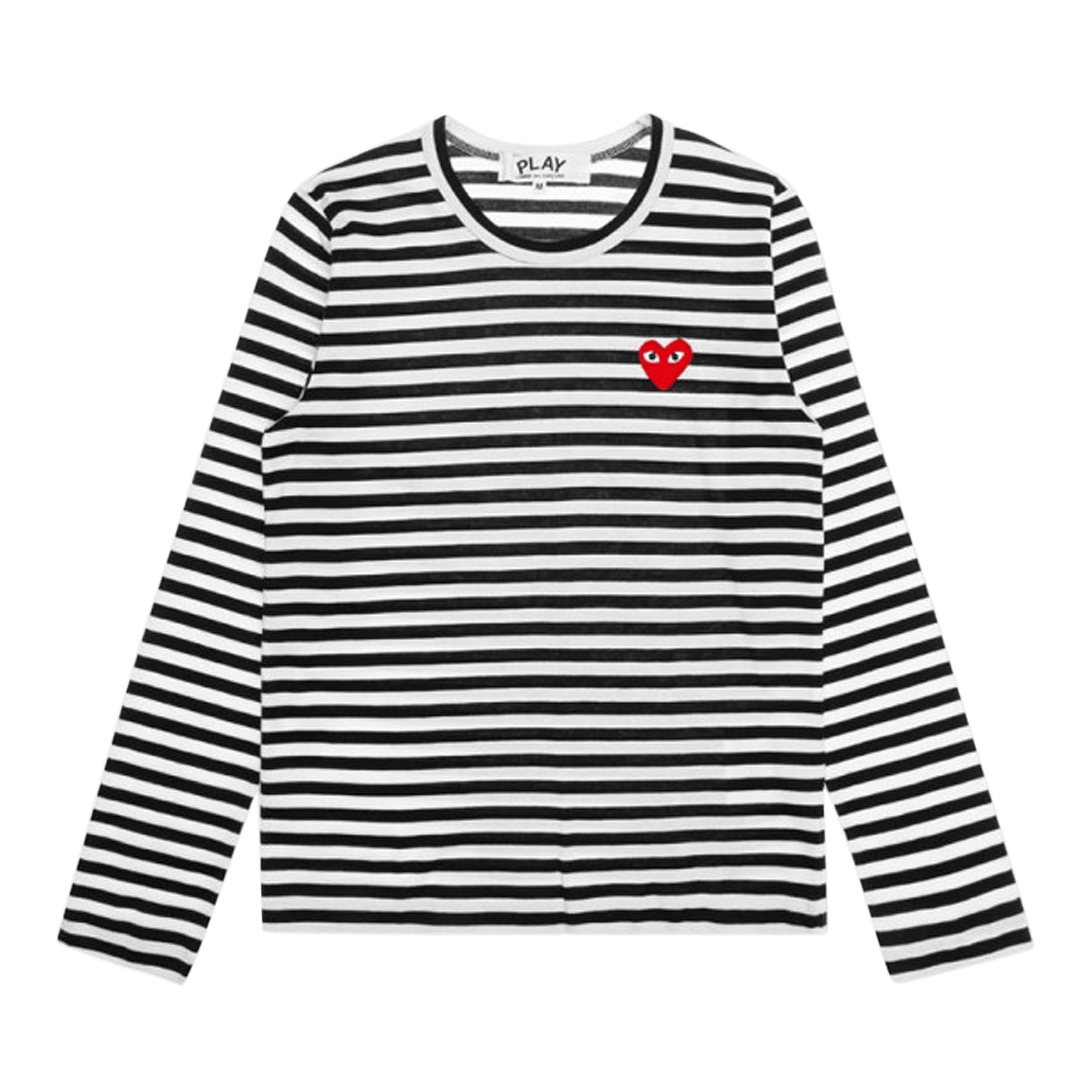 Comme Des Garçons Play T-Shirt Striped Red Heart 'Blk/Wht'