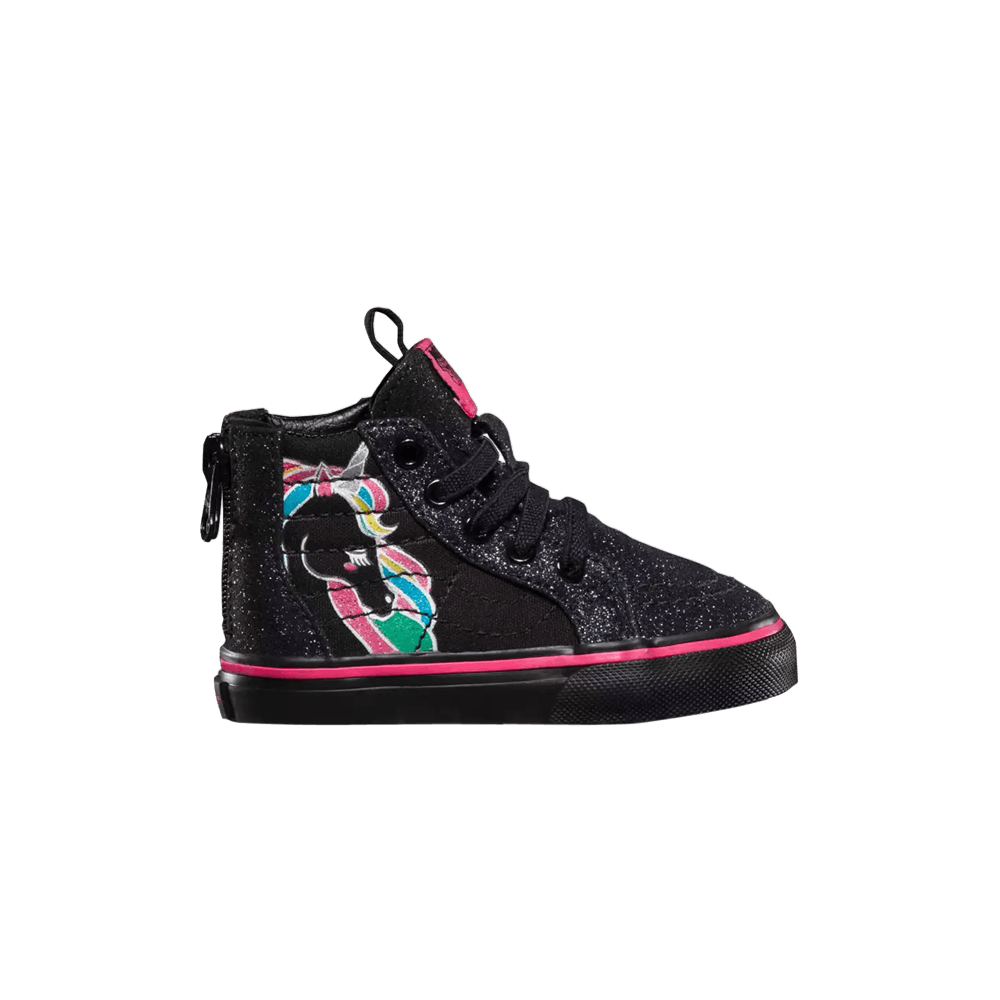 Vans Sk8-Hi Zip Toddler 'Unicorn - Black Glitter'