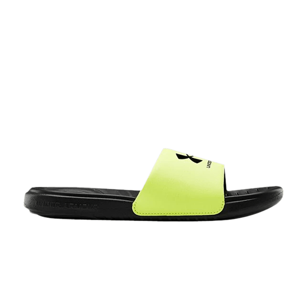 Pre-owned Under Armour Ansa Fixed Slide Gs 'black Neon Green'