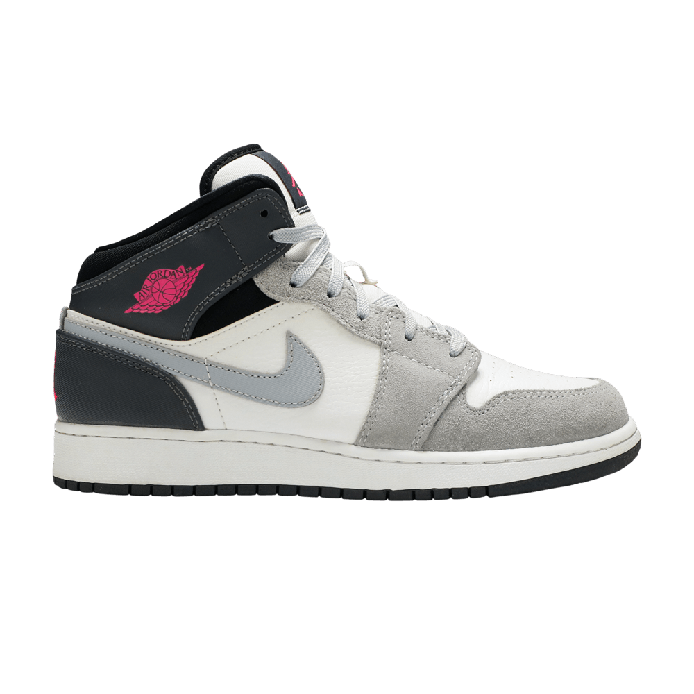 Air Jordan 1 Mid GS 'White Grey Hyper Pink'