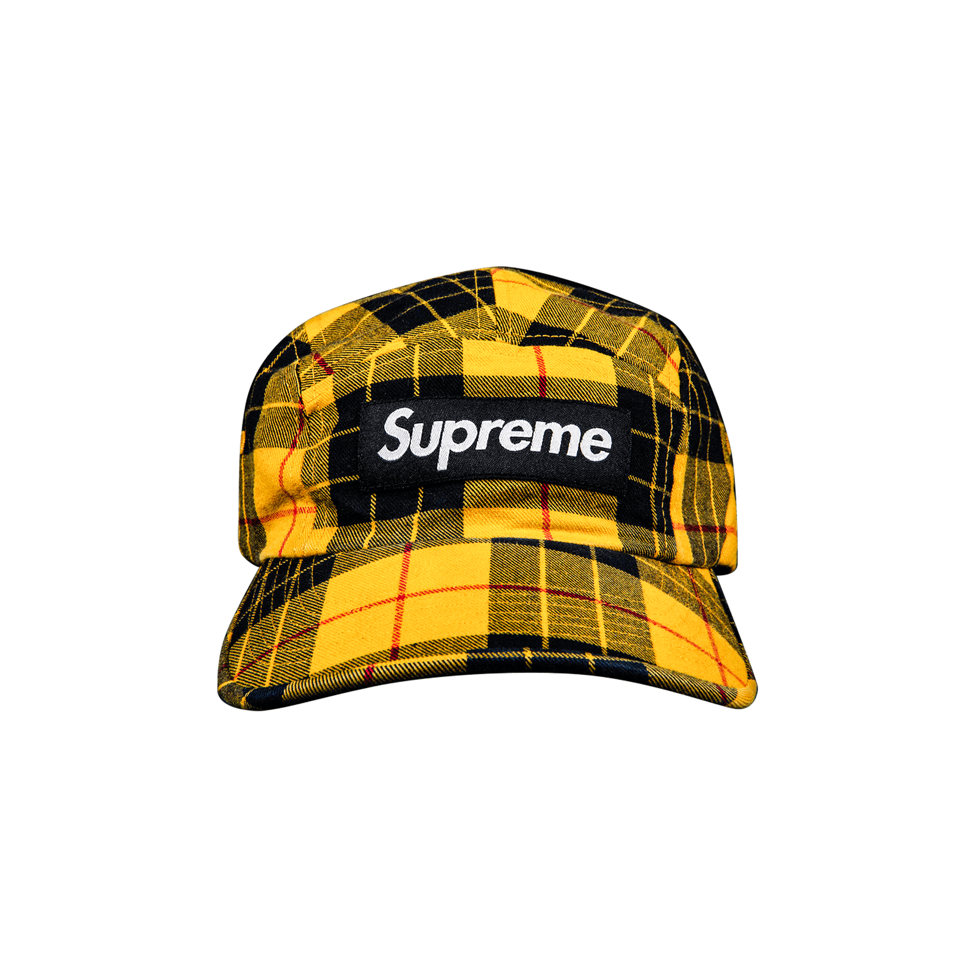 Pre-owned Supreme Washed Chino Twill Camp Cap 'yellow Tartan'