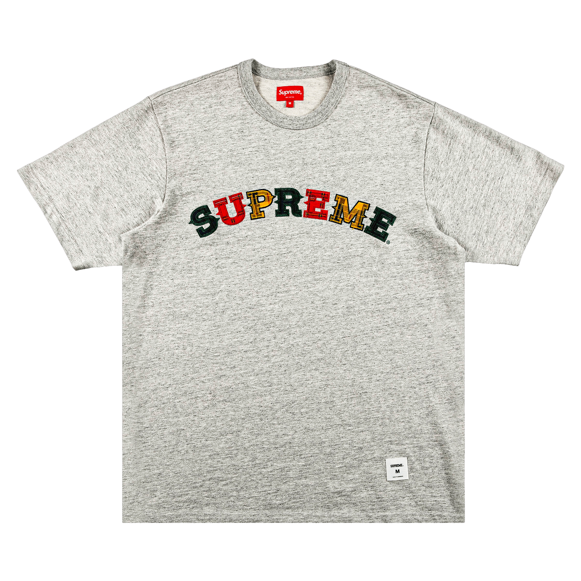 SUPREME SUPREME PLAID APPLIQUÉ SHORT-SLEEVE TOP 'HEATHER GREY'