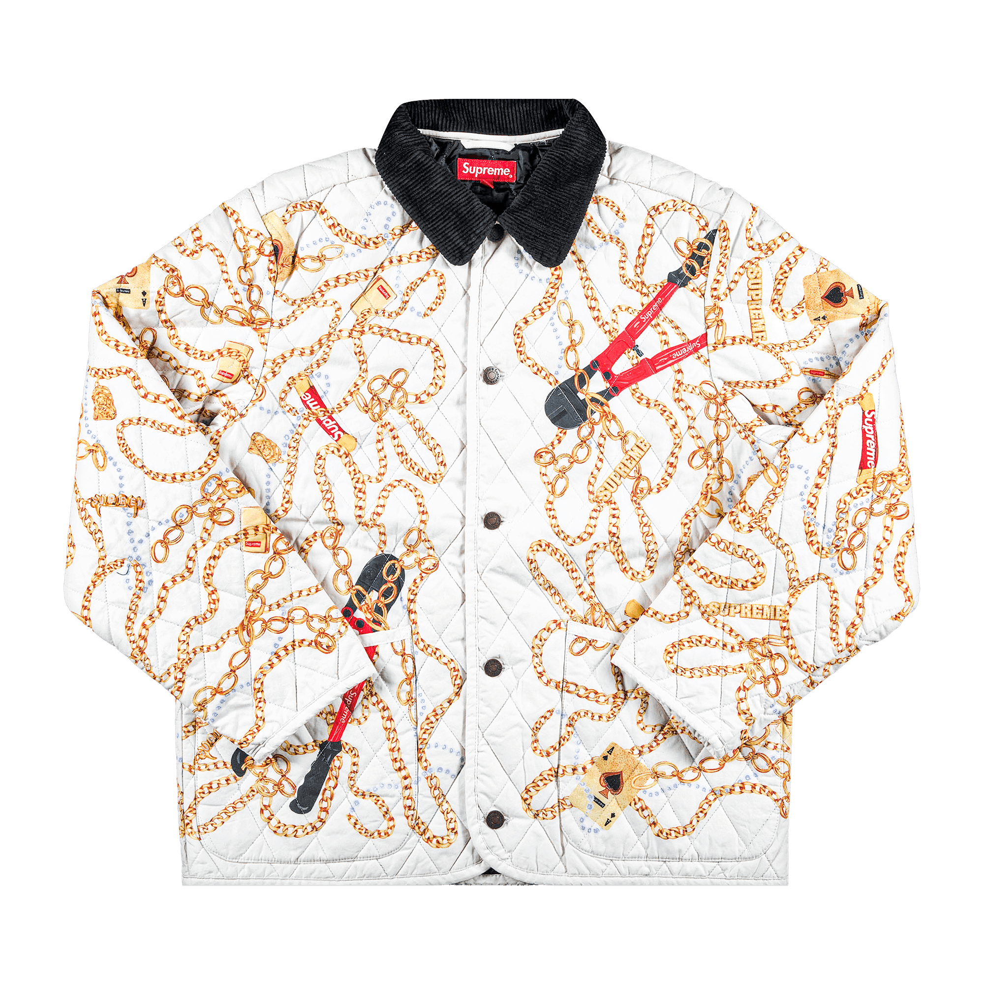 SUPREME SUPREME CHAINS QUILTED JACKET 'WHITE'