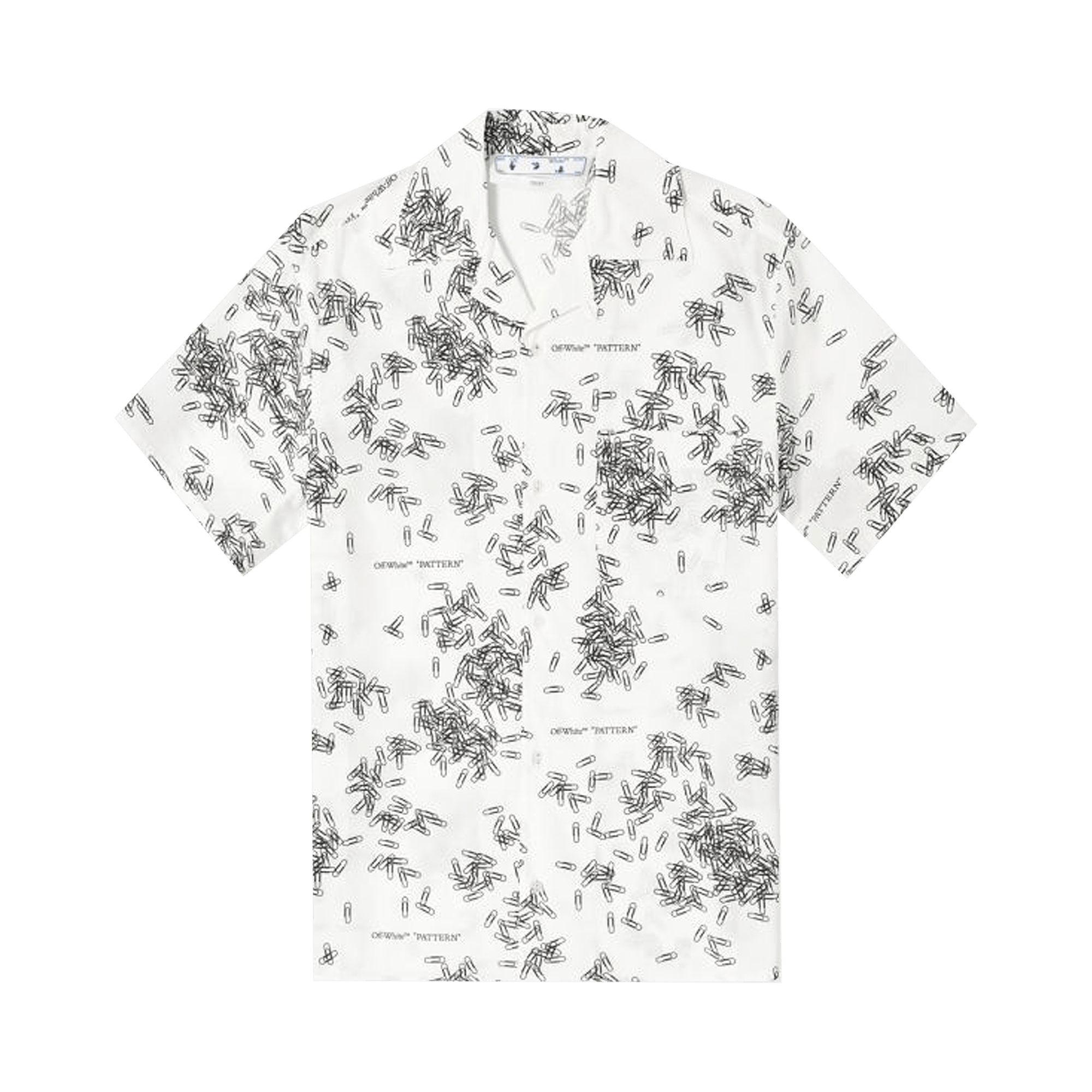 OFF-WHITE ALLOVER PAPERCLIP PRINT HOLIDAY SHIRT 'WHITE/BLACK'