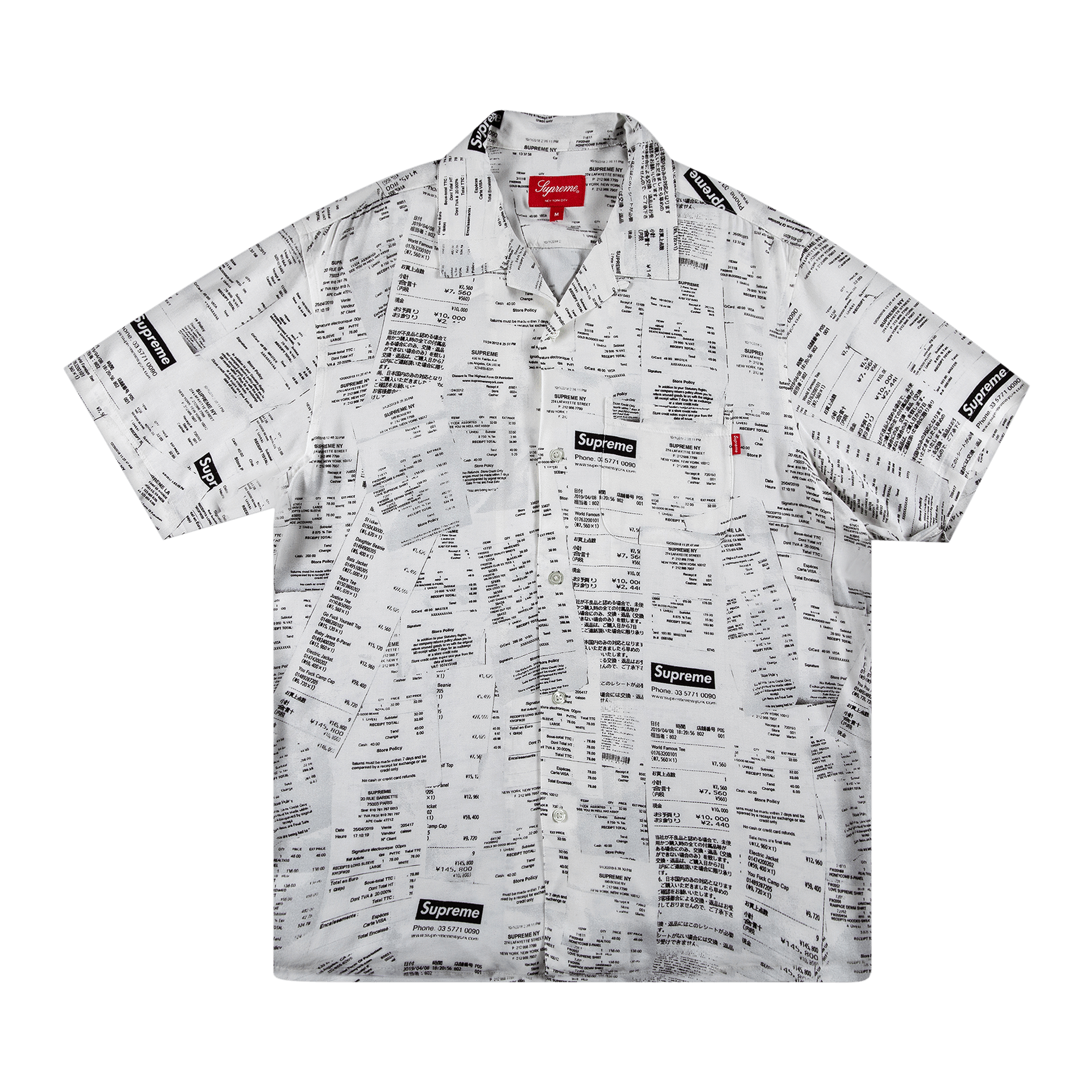 Supreme Receipts Rayon Short-Sleeve Shirt 'White'