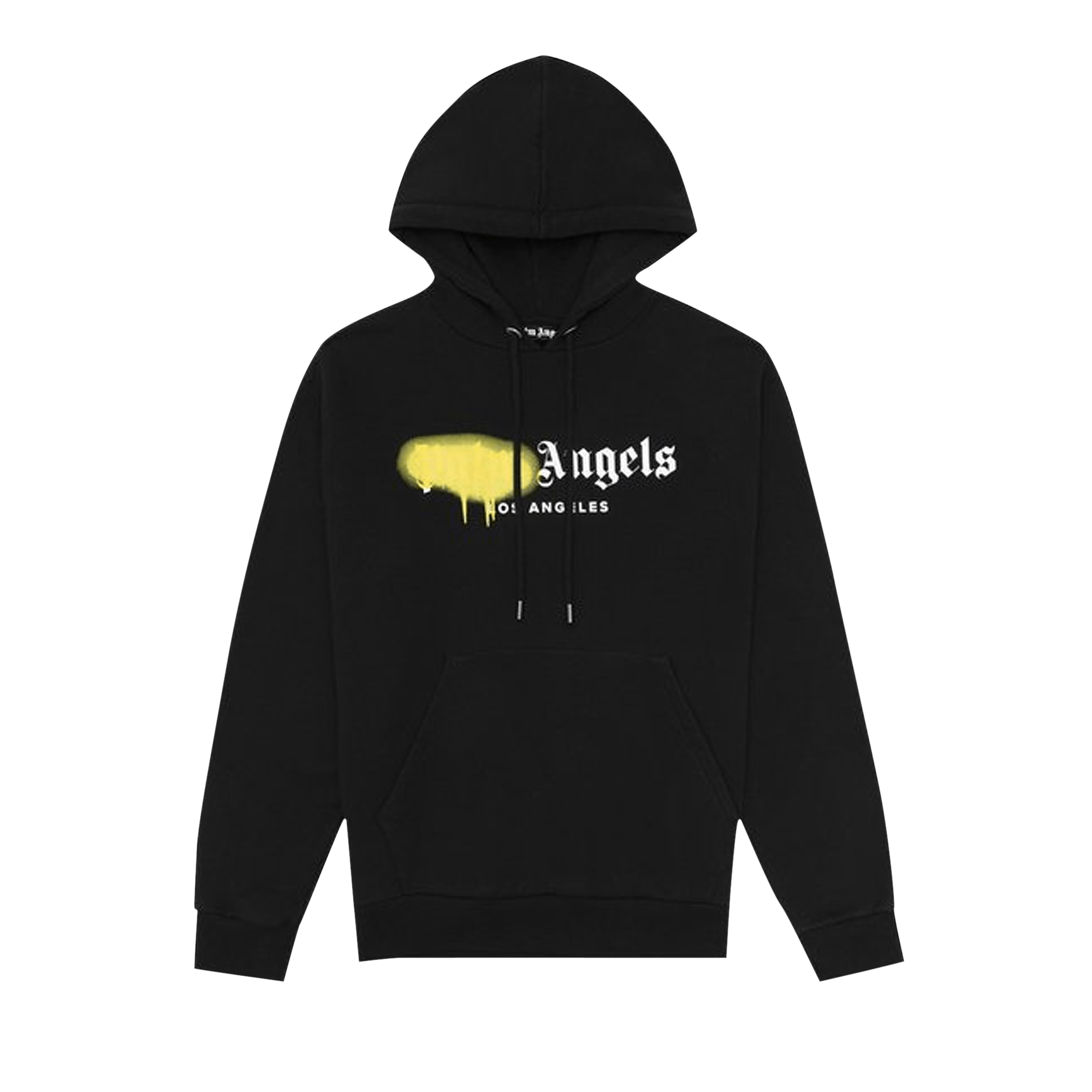 Palm Angels Los Angeles Sprayed Logo Hoodie 'Black/Yellow'