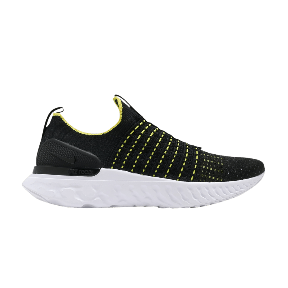 NIKE REACT PHANTOM RUN FLYKNIT 2 'BLACK SONIC YELLOW'