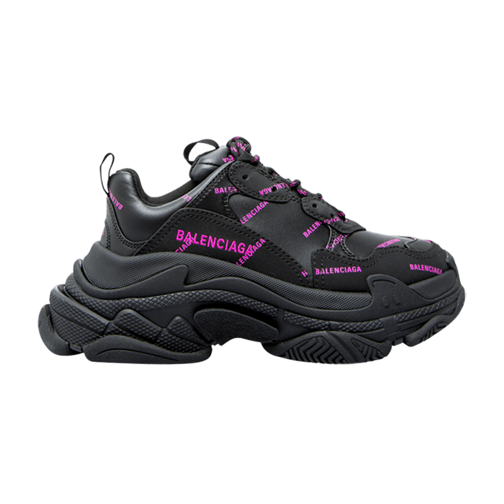 Balenciaga Wmns Triple S Sneaker 'All Over Logo - Black Pink'