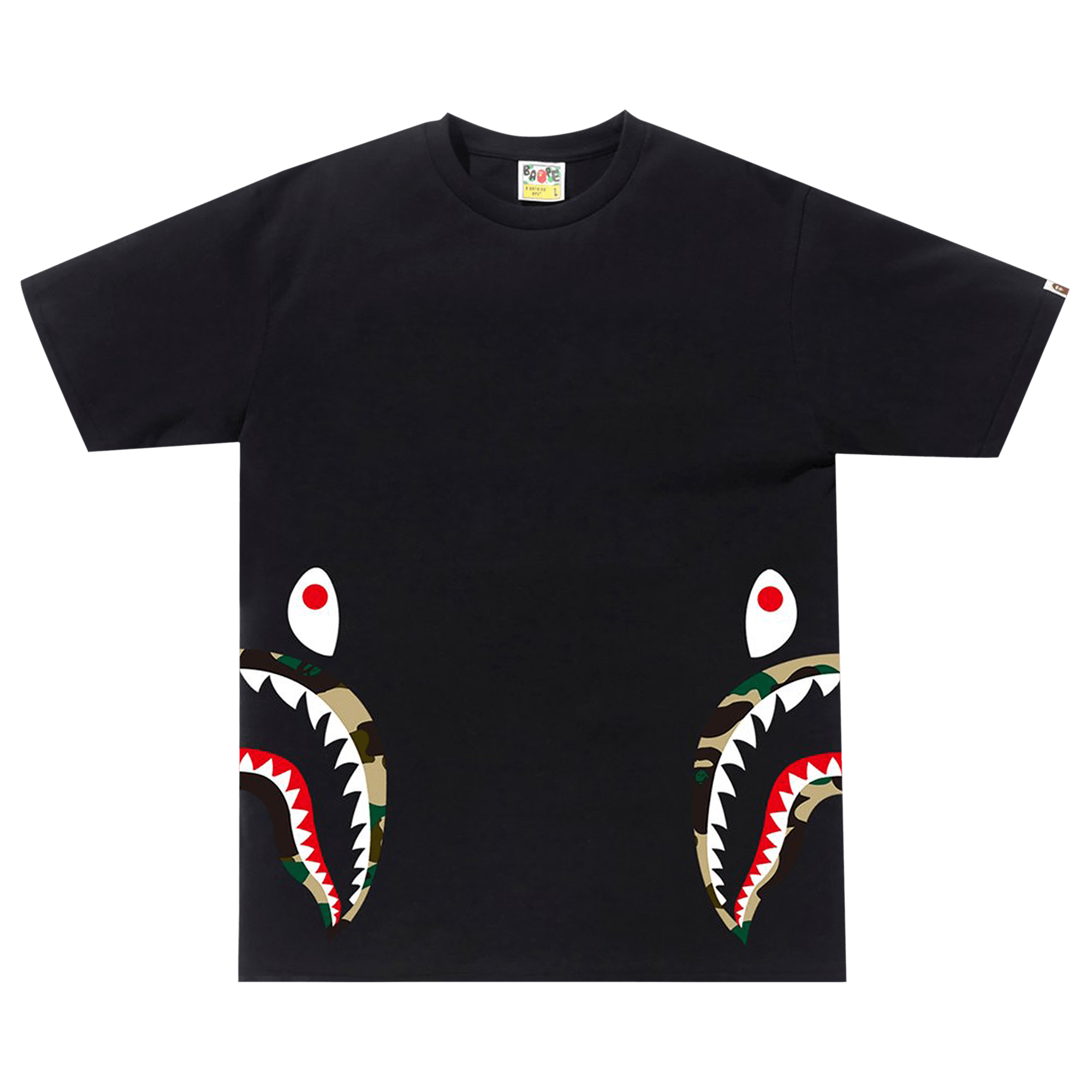 BAPE BAPE 1ST CAMO SIDE SHARK TEE 'BLACK/YELLOW'