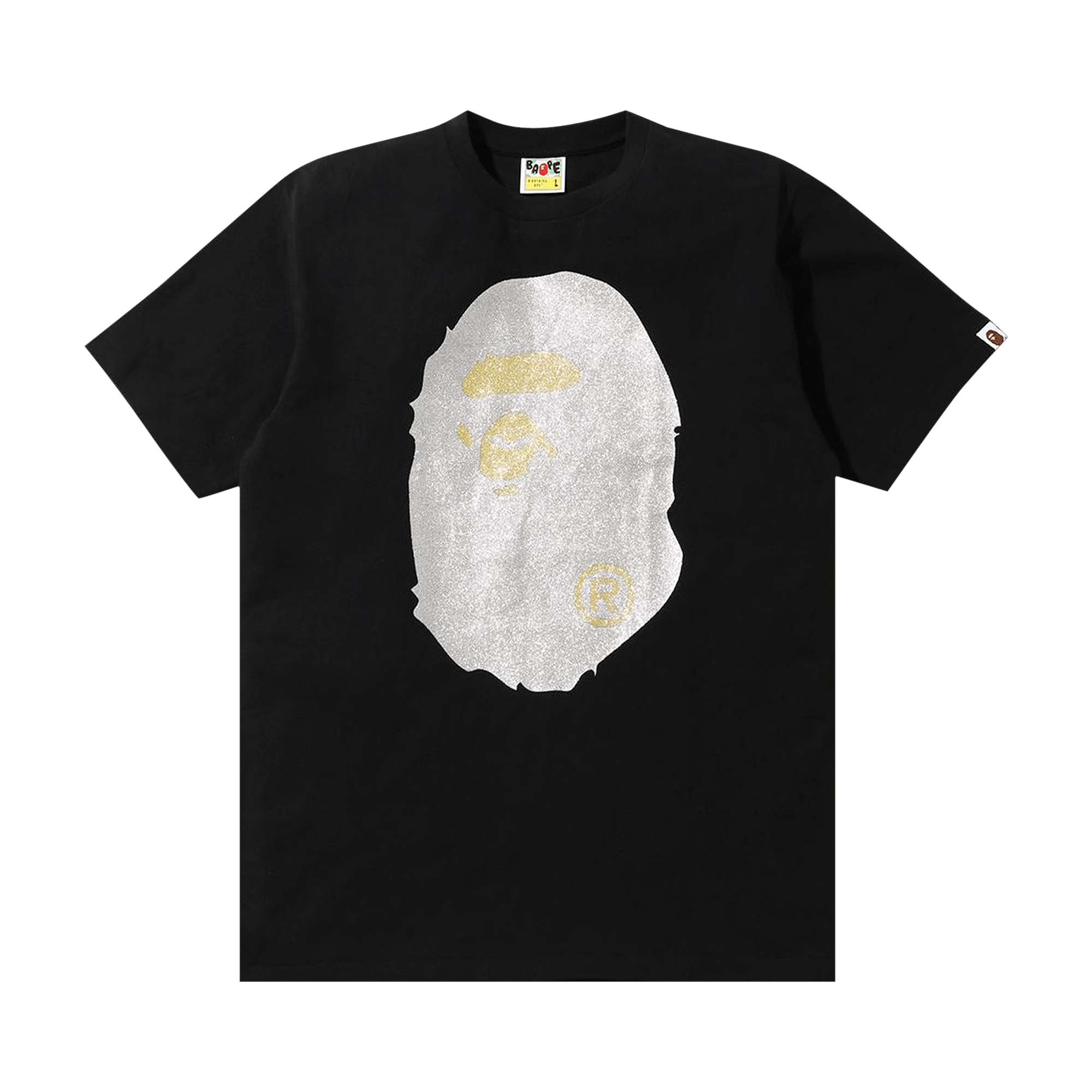 BAPE GLITTER BIG APE HEAD TEE 'BLACK/SILVER'