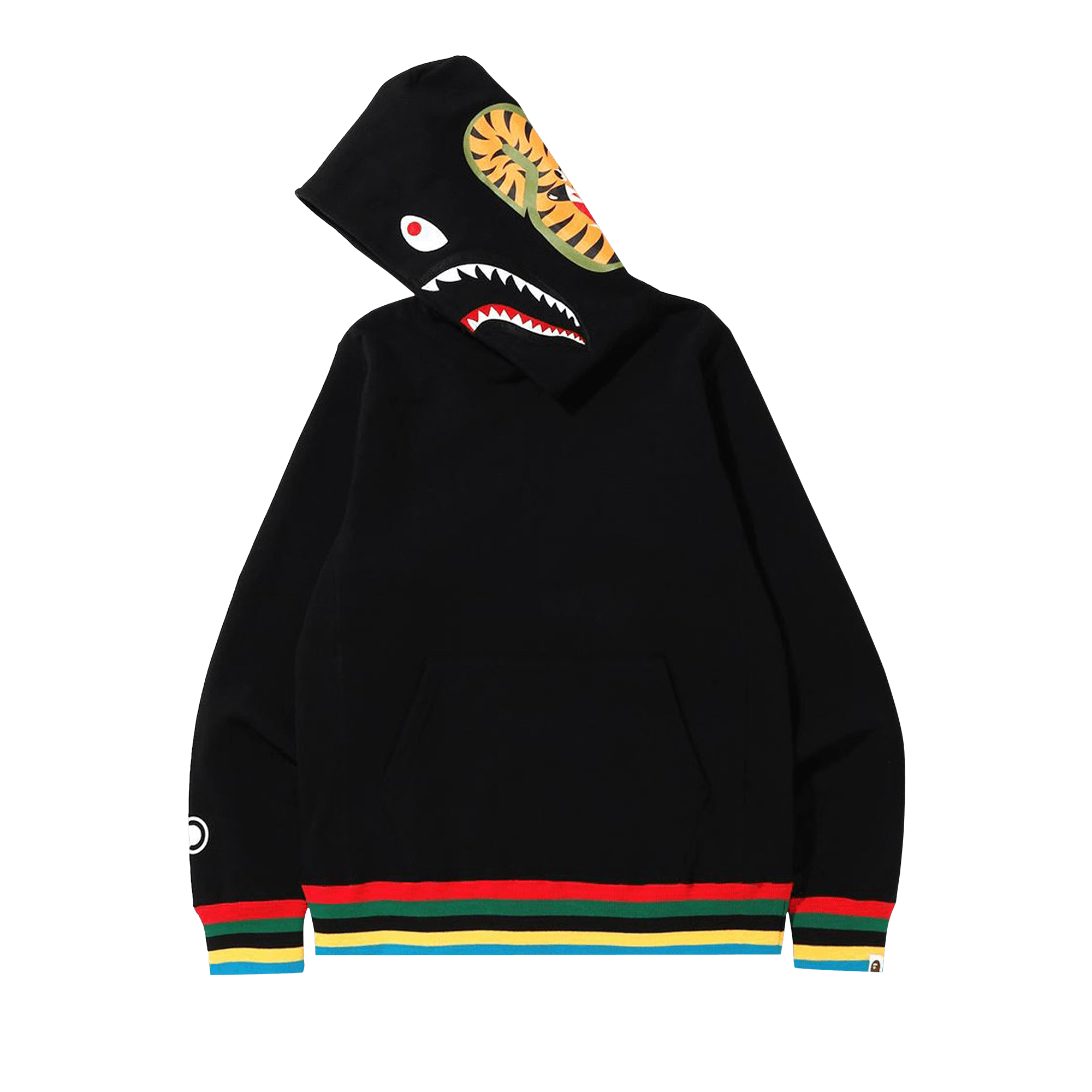 BAPE BAPE SHARK LINE RIB PULLOVER HOODIE 'BLACK'