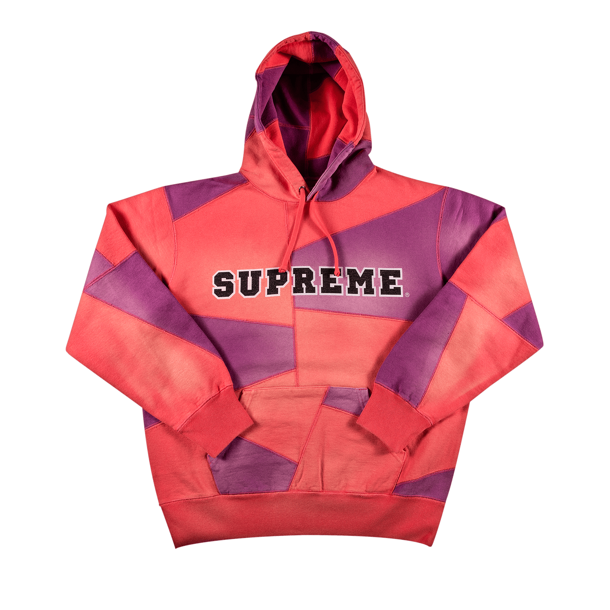 SUPREME SUPREME PATCHWORK HOODED SWEATSHIRT 'BRIGHT CORAL'