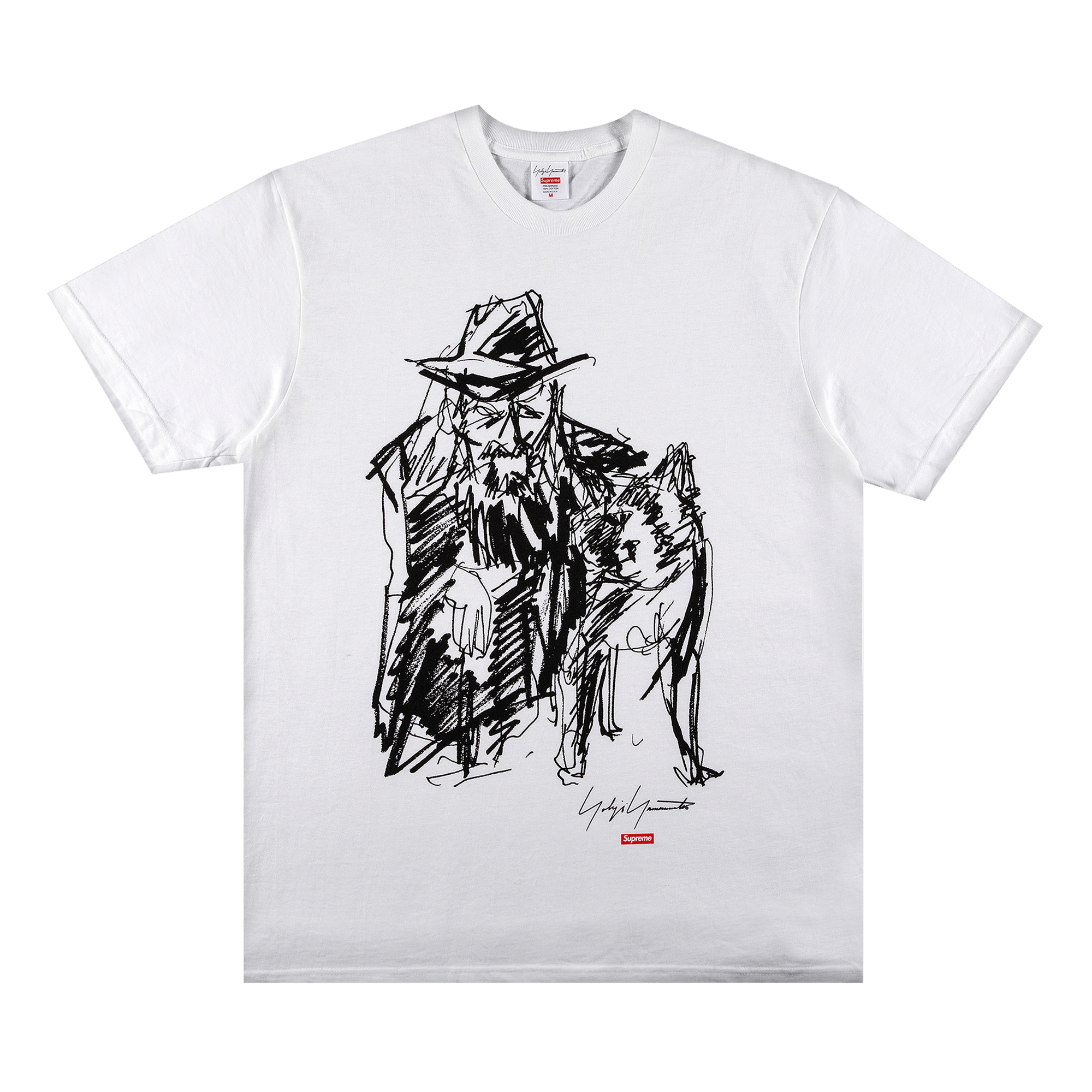 SUPREME SUPREME X YOHJI YAMAMOTO SCRIBBLE PORTRAIT TEE 'WHITE'