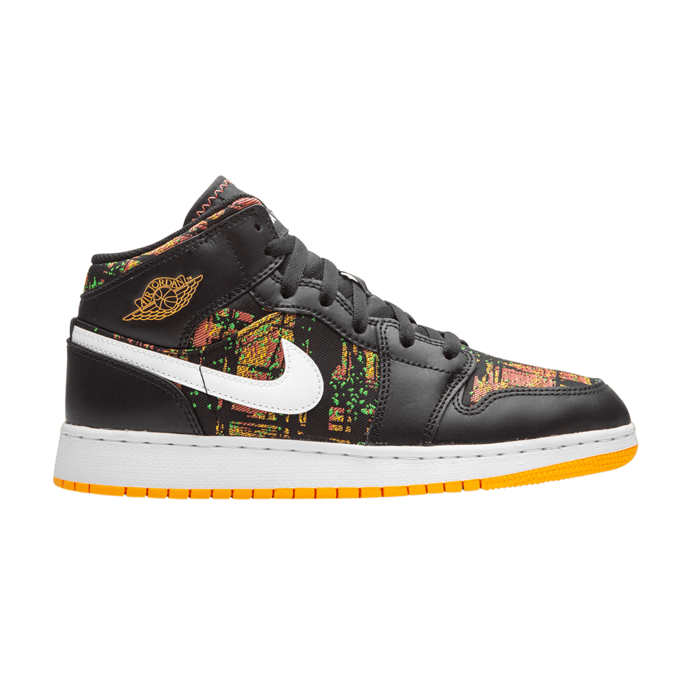 Pre-owned Air Jordan 1 Mid Gs 'black Laser Orange'