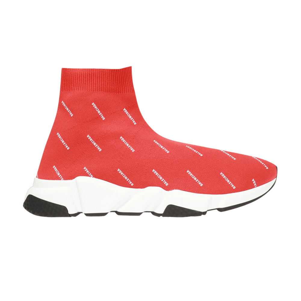 Balenciaga Wmns Speed Trainer Mid 'All Over Logo - Red'