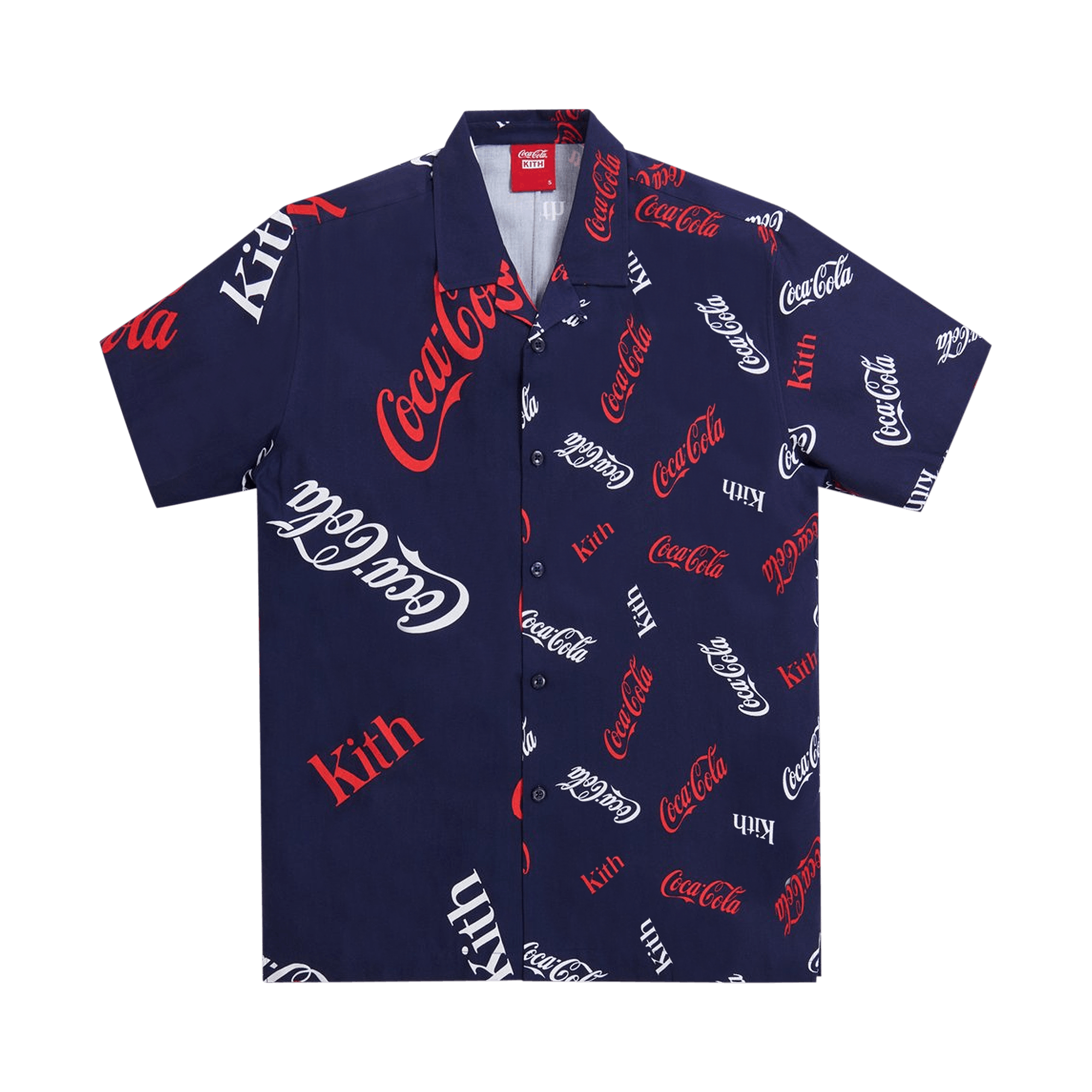 KITH KITH X COCA-COLA PRINTED CAMP COLLAR SHIRT 'NAVY'