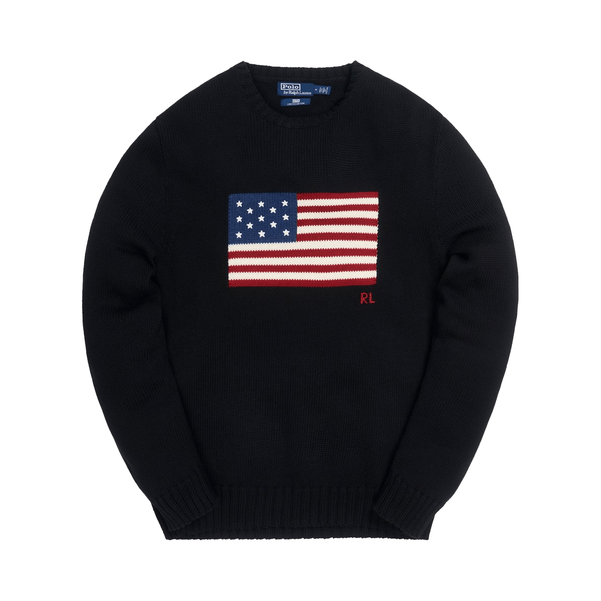 Kith x Polo Ralph Lauren Cotton American Flag Crewneck 'Black'