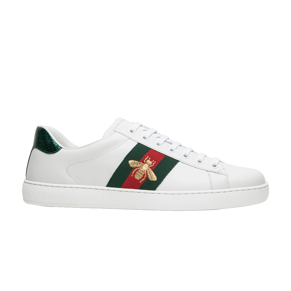 Pre-owned Gucci Ace Embroidered 'bee' In White