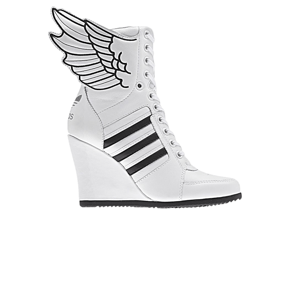 adidas gazelle silver green womens ADIDAS x JEREMY SCOTT Size 9.5 JS Wings 2.0 Pixel White Black Leather High  Top Sneakers – Sui Generis Designer Consignment main image 1