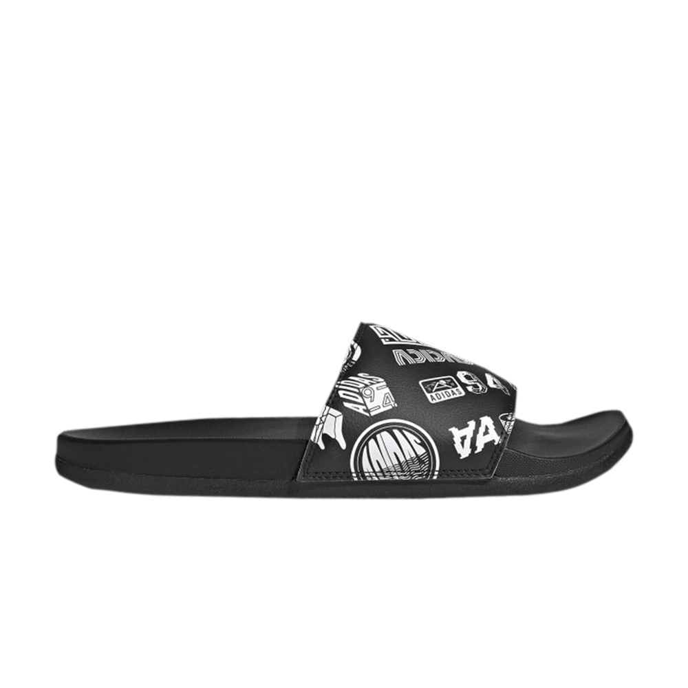ADIDAS ORIGINALS ADILETTE COMFORT SLIDE 'ALL OVER LOGOS - BLACK'