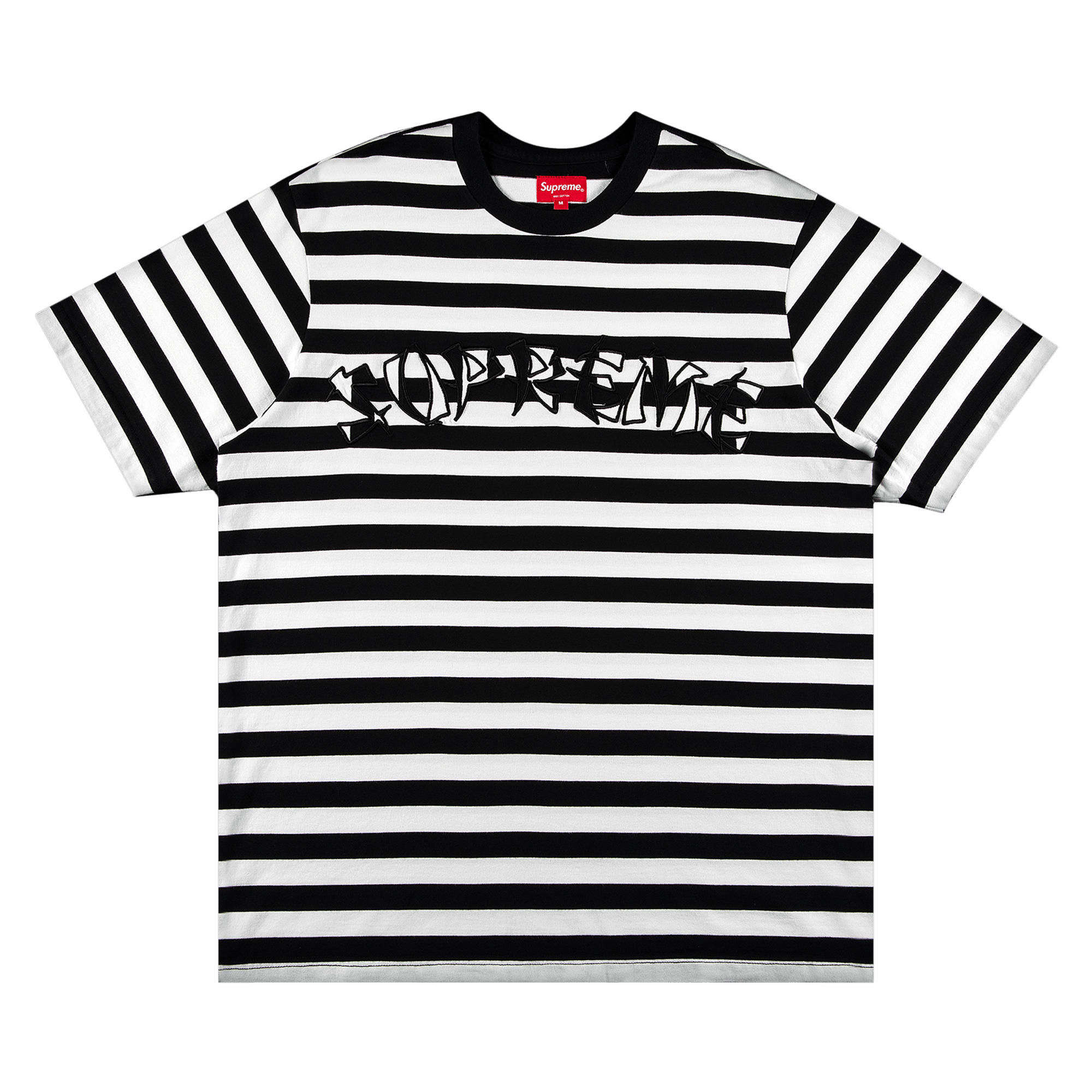 SUPREME STRIPE APPLIQUÉ SHORT-SLEEVE TOP 'BLACK'