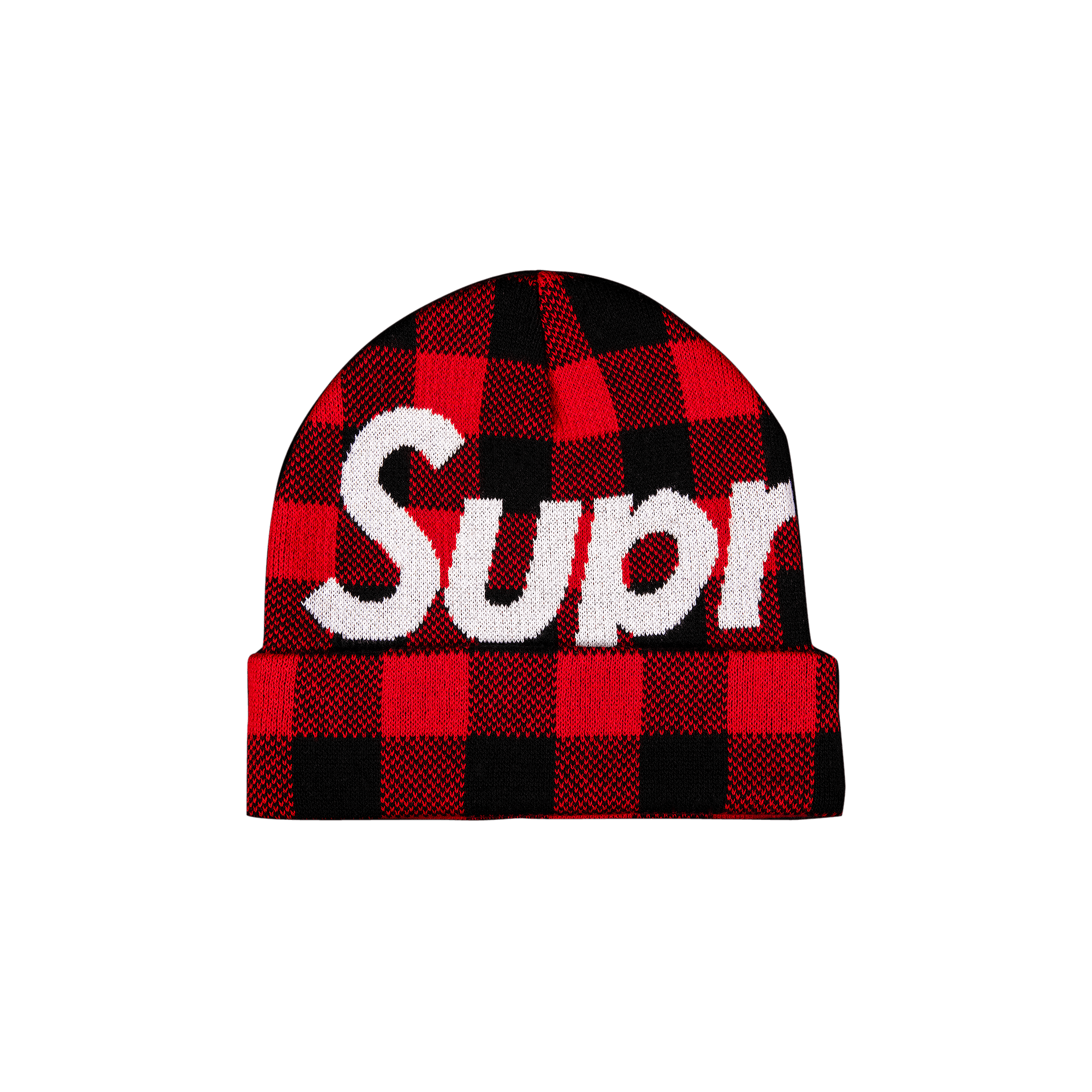 SUPREME SUPREME BIG LOGO BEANIE 'RED PLAID'