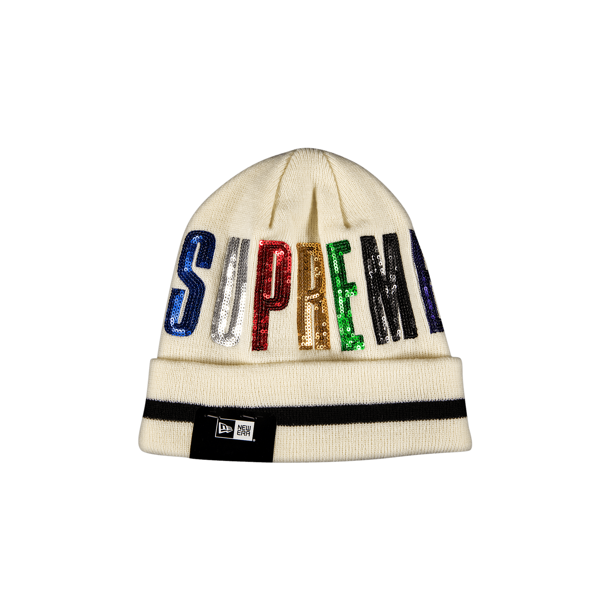 SUPREME SUPREME X NEW ERA SEQUIN BEANIE 'NATURAL'