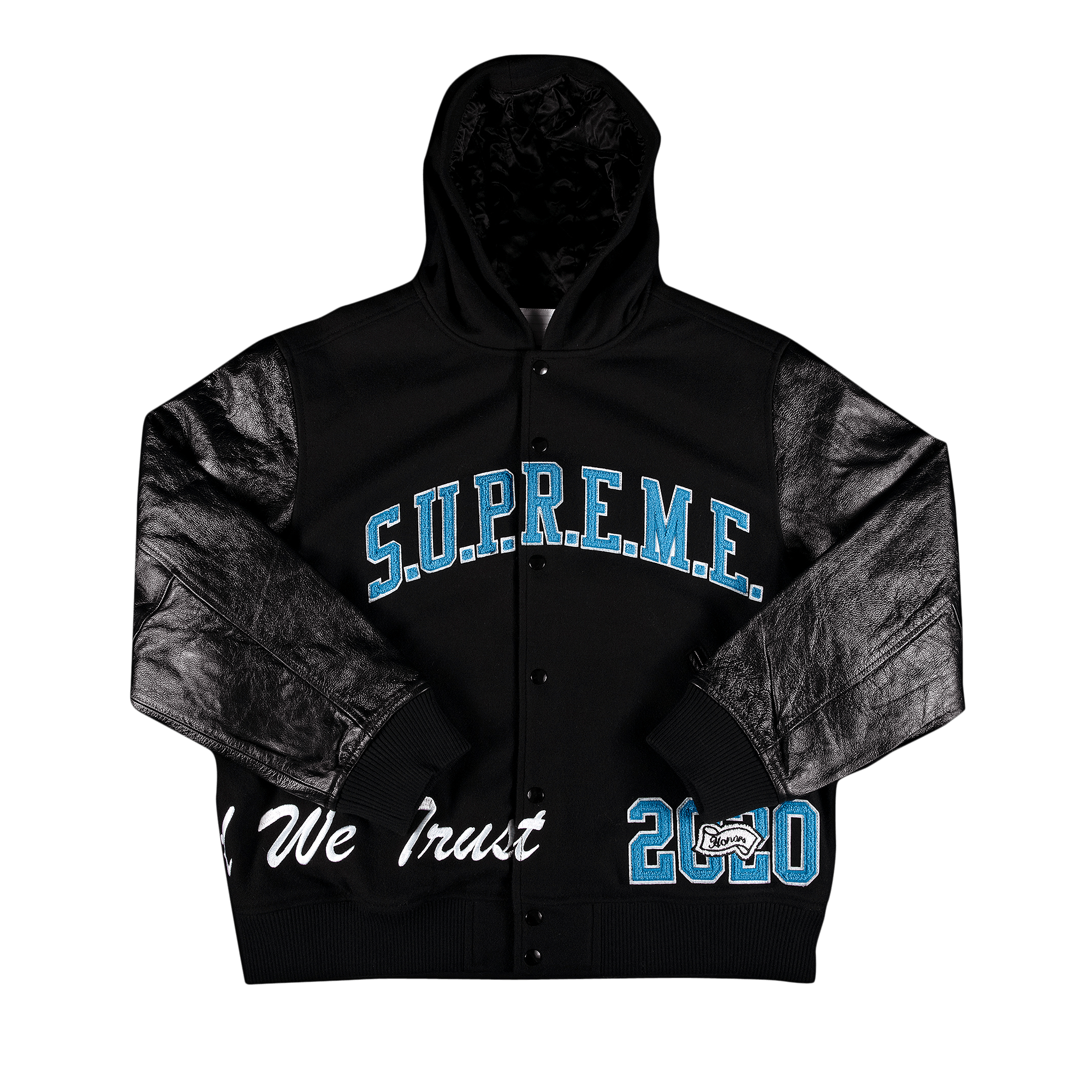 SUPREME SUPREME KING HOODED VARSITY JACKET 'BLACK'