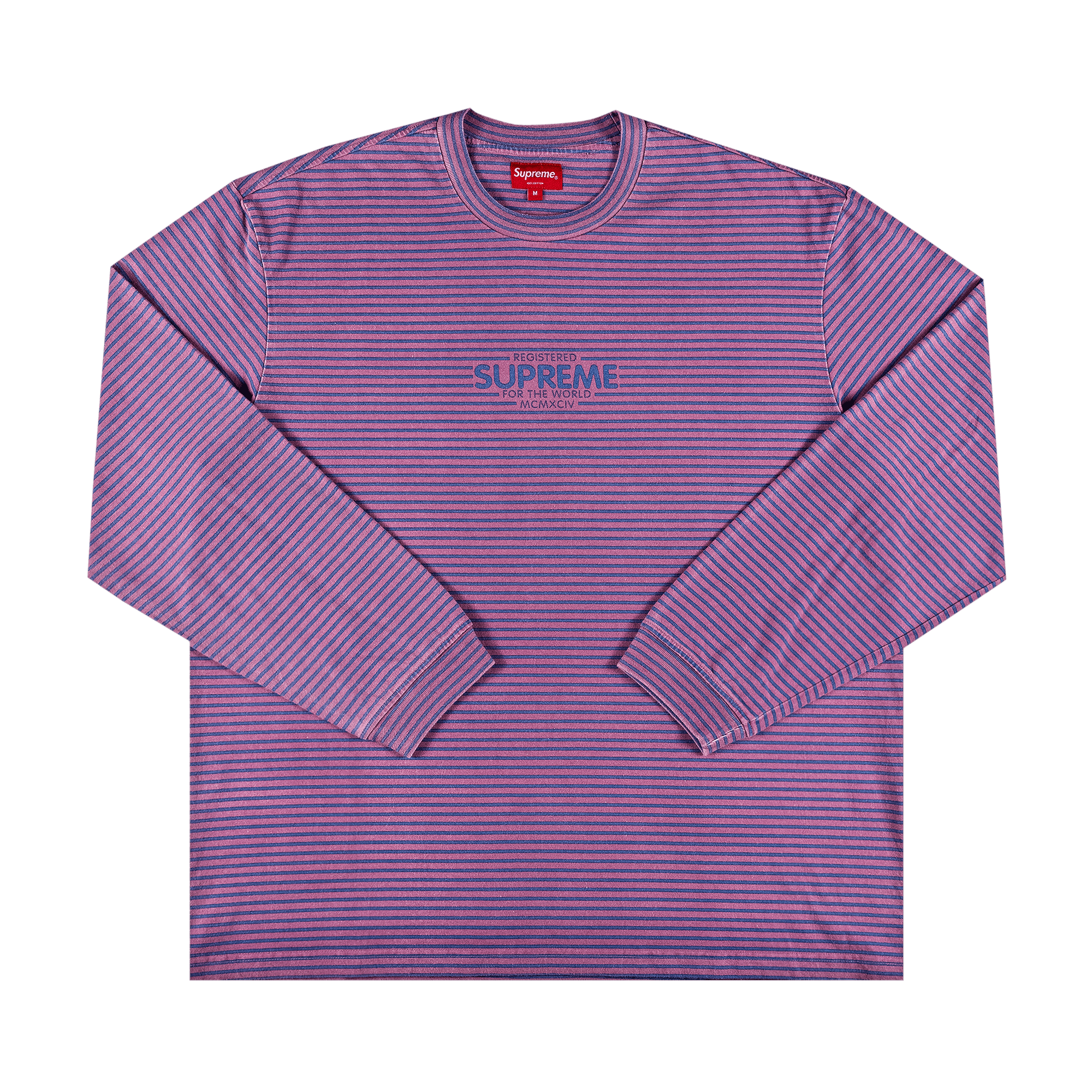 SUPREME MICRO STRIPE LONG-SLEEVE TOP 'PINK'