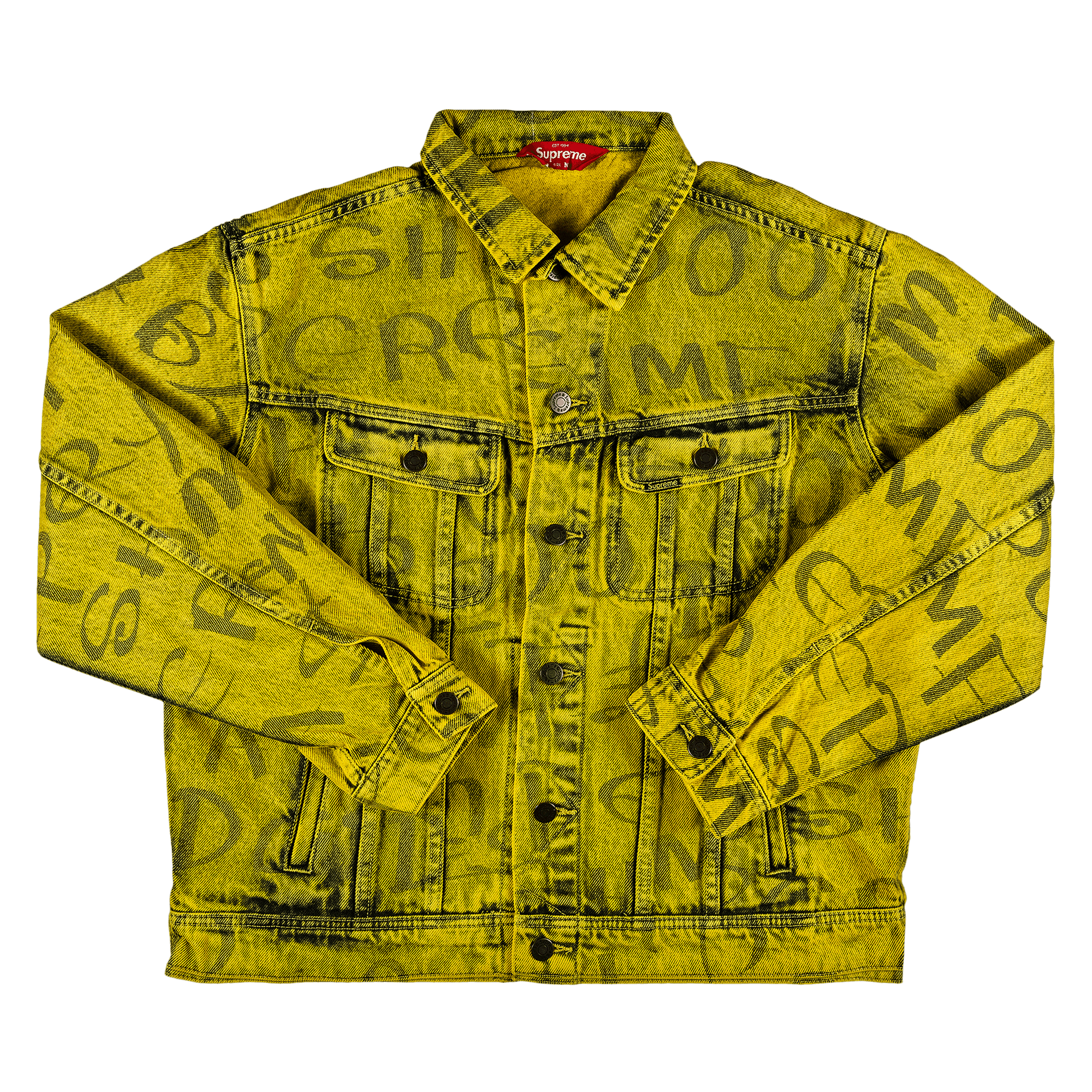 SUPREME SUPREME BLACK ARK DENIM TRUCKER JACKET 'FLUORESCENT YELLOW'