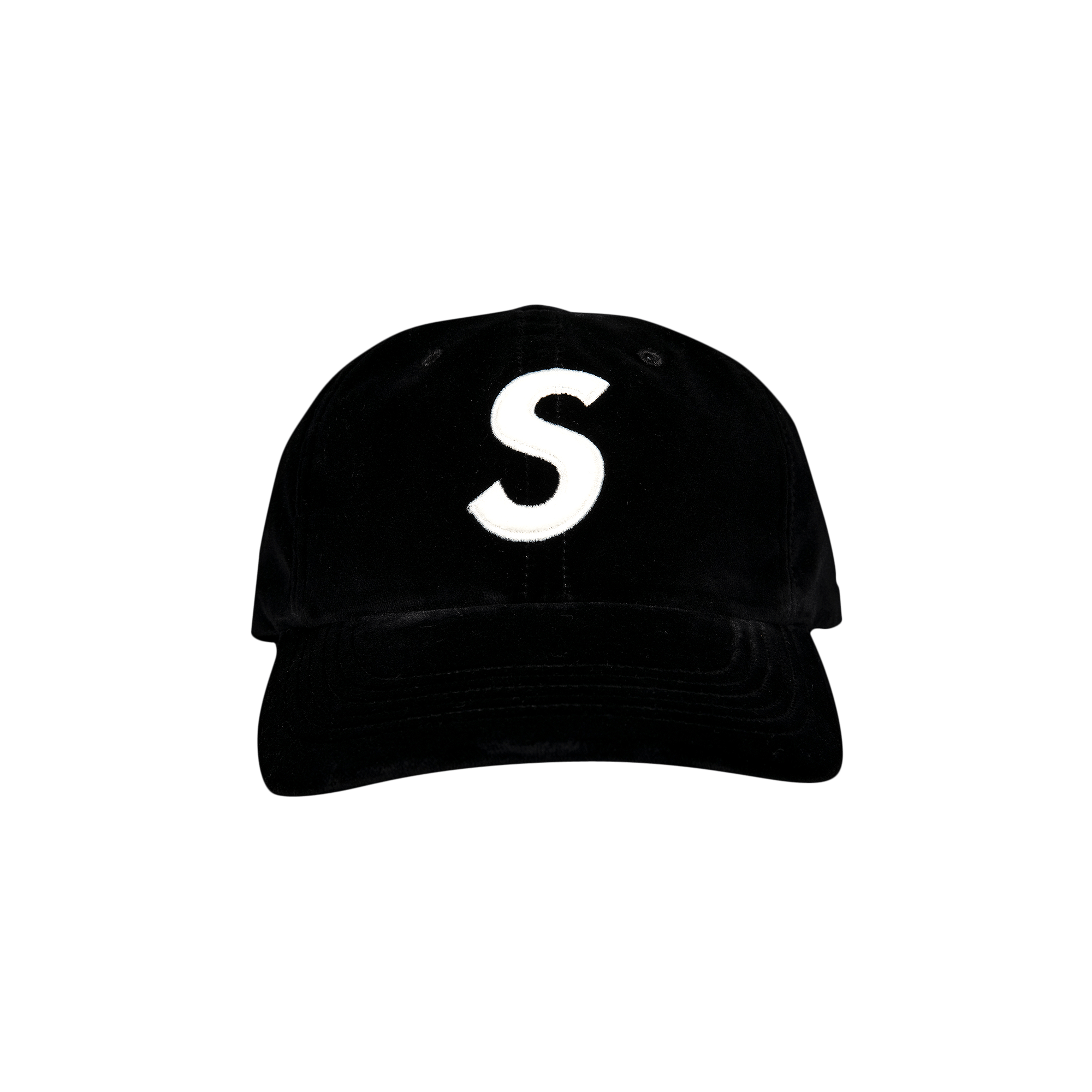 SUPREME SUPREME VELVET S LOGO 6-PANEL 'BLACK'