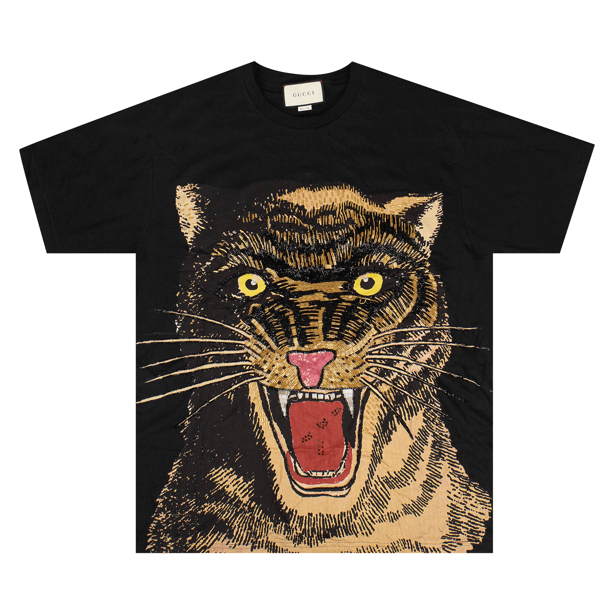 GUCCI EMBROIDERED TIGER OVERSIZED T-SHIRT 'BLACK'