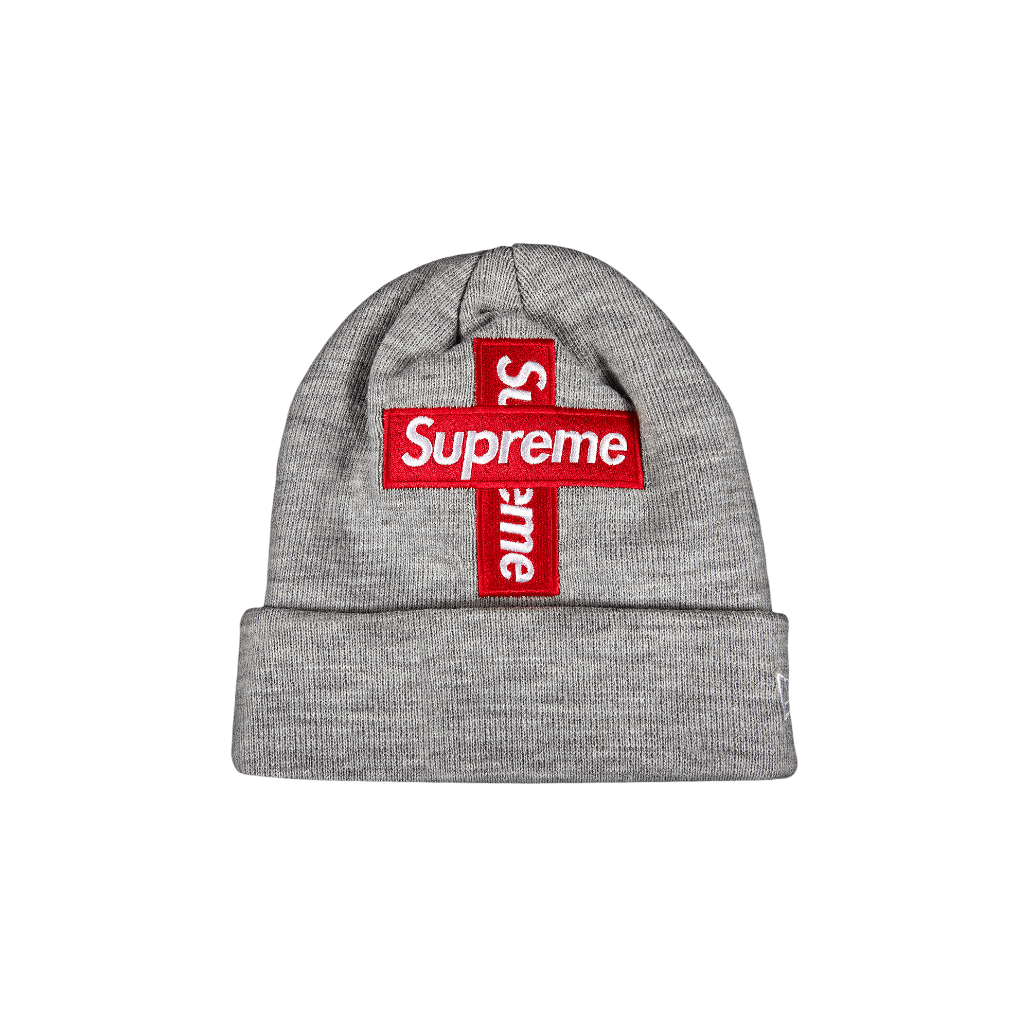 SUPREME SUPREME X NEW ERA CROSS BOX LOGO BEANIE 'HEATHER GREY'