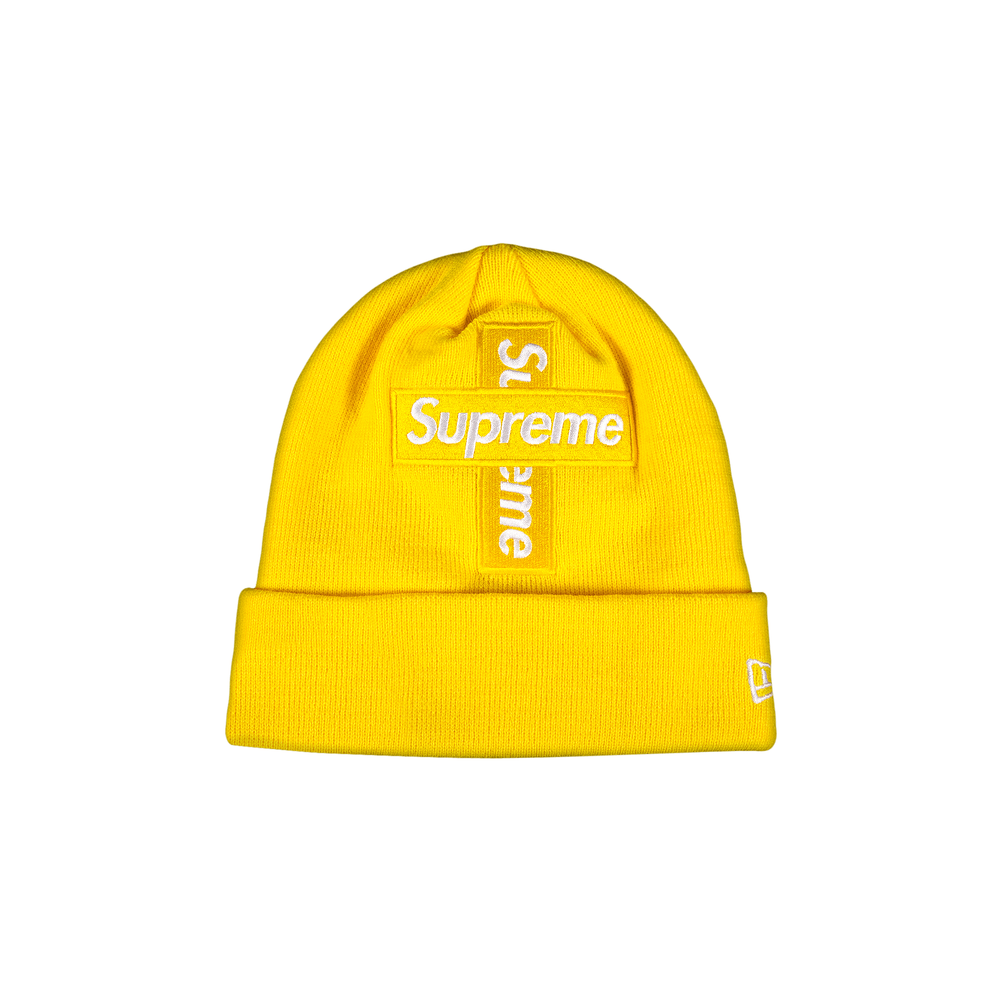 SUPREME SUPREME X NEW ERA CROSS BOX LOGO BEANIE 'LEMON'
