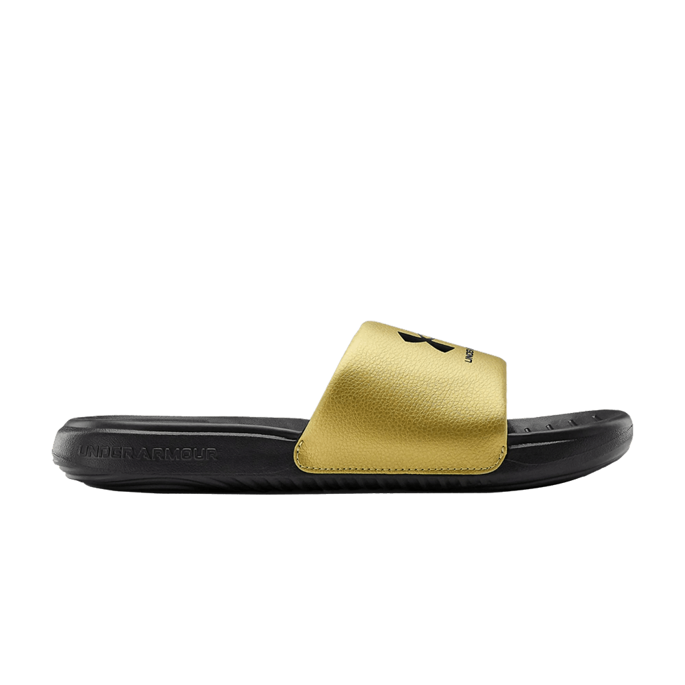 Pre-owned Under Armour Wmns Ansa Fixed Slides 'black Metallic Gold'