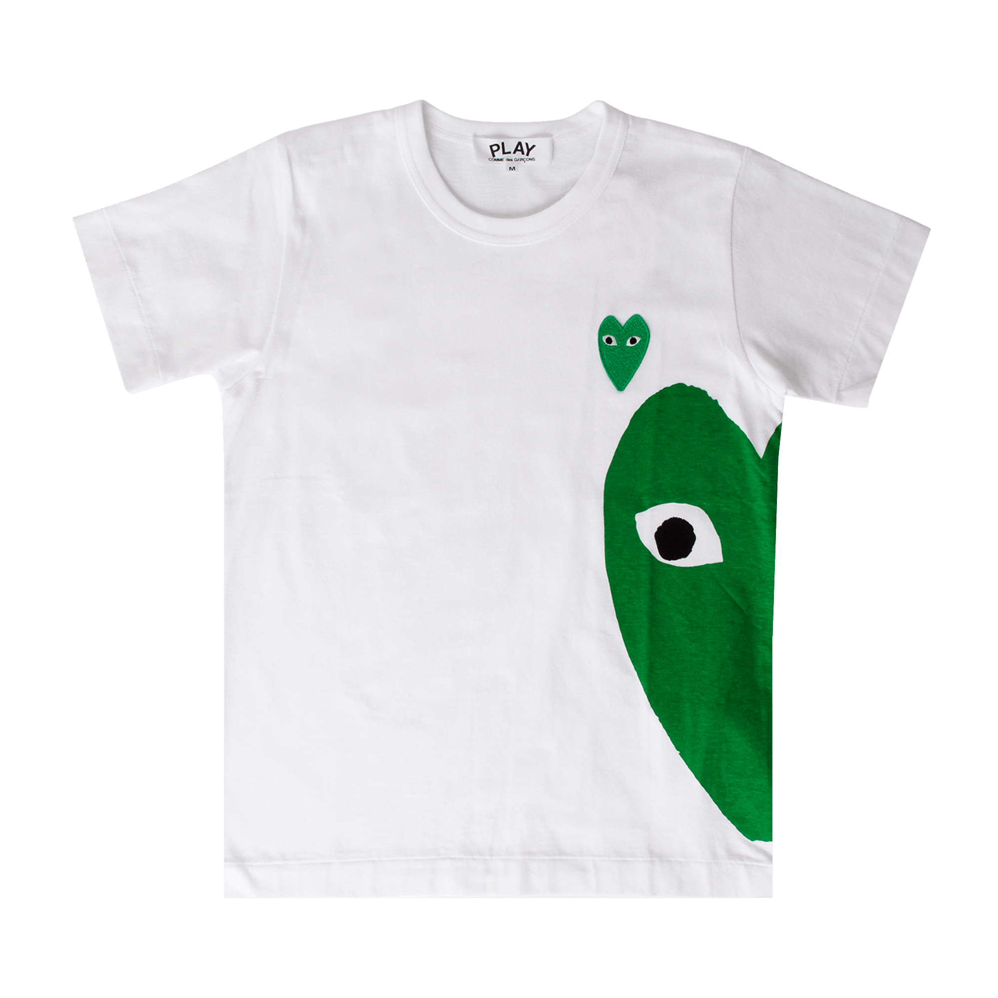 Pre-owned Comme Des Garçons Play Comme Des Garçons Short-sleeve Play T-shirt W/green Heart On Side 'white'