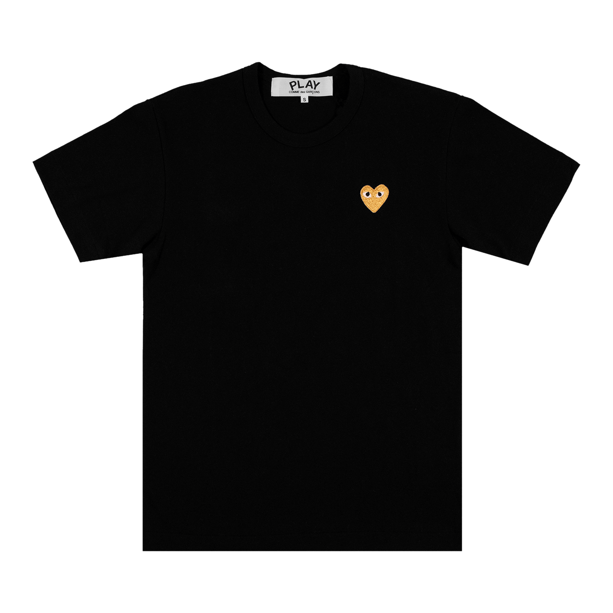 Pre-owned Comme Des Garçons Play T-shirt With Gold Heart 'black'