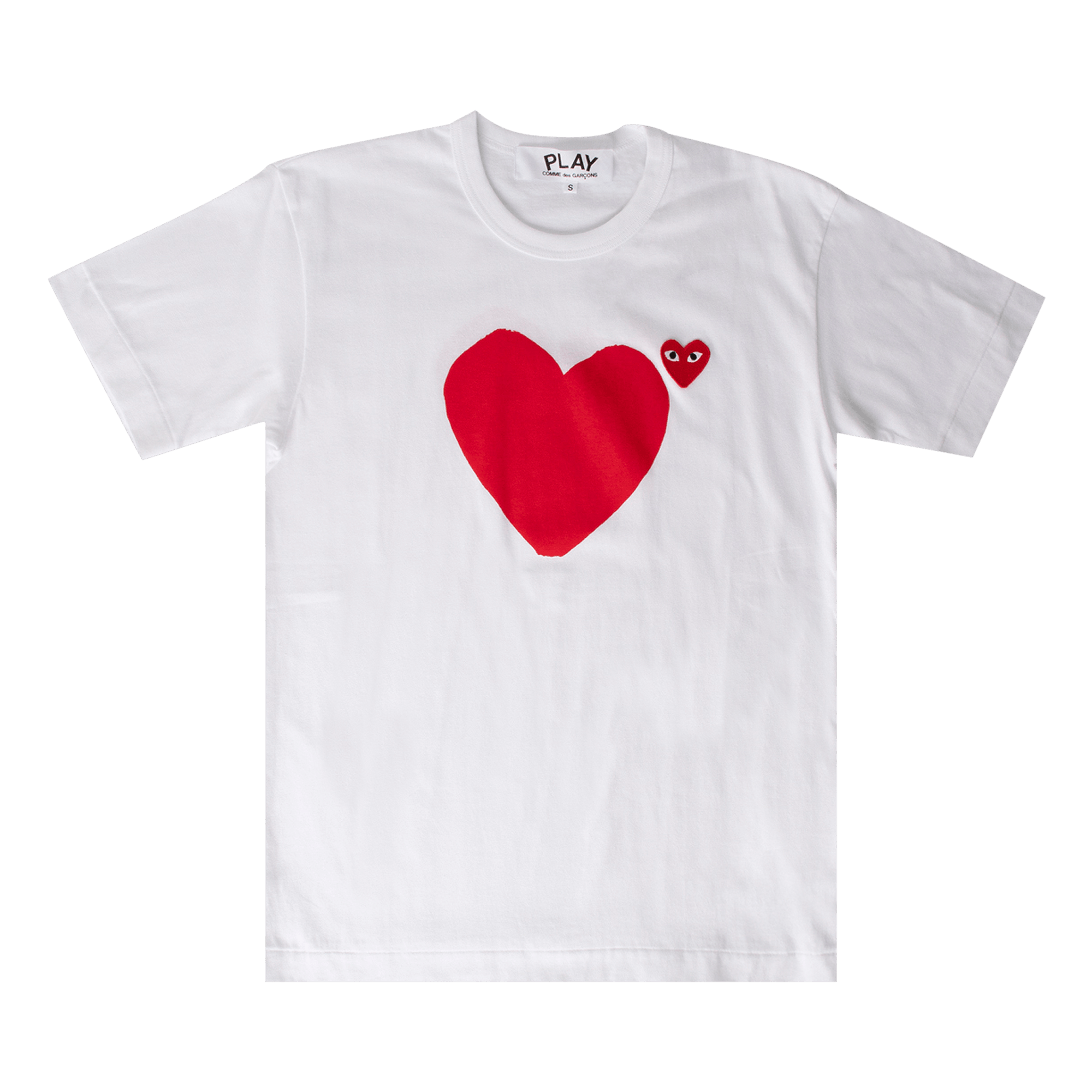 Pre-owned Comme Des Garçons Play T-shirt With 2 Small Red Hearts 'white'
