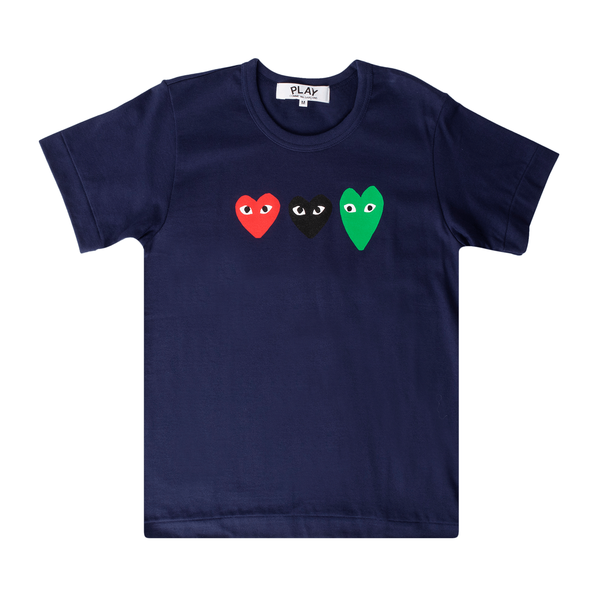Pre-owned Comme Des Garçons Play Triple Heart Logo T-shirt 'navy' In Blue