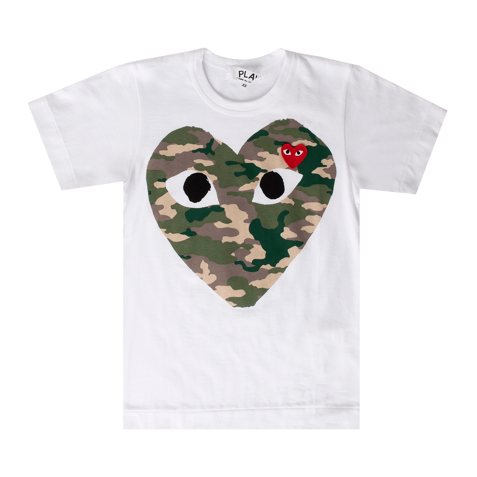 Pre-owned Comme Des Garçons Play Camo Heart T-shirt 'white'