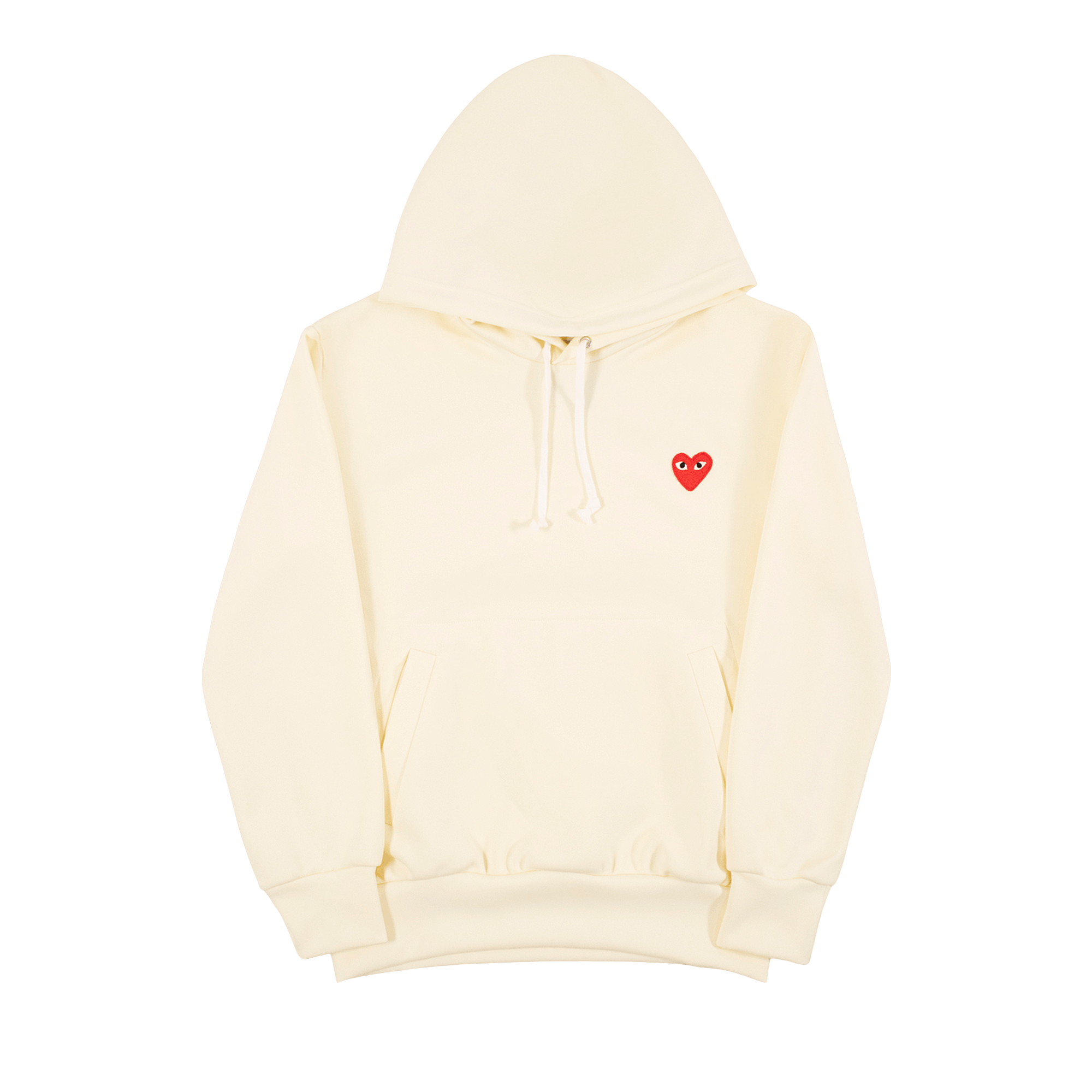 Pre-owned Comme Des Garçons Play Heart Logo Hooded Sweatshirt 'ivory' In White